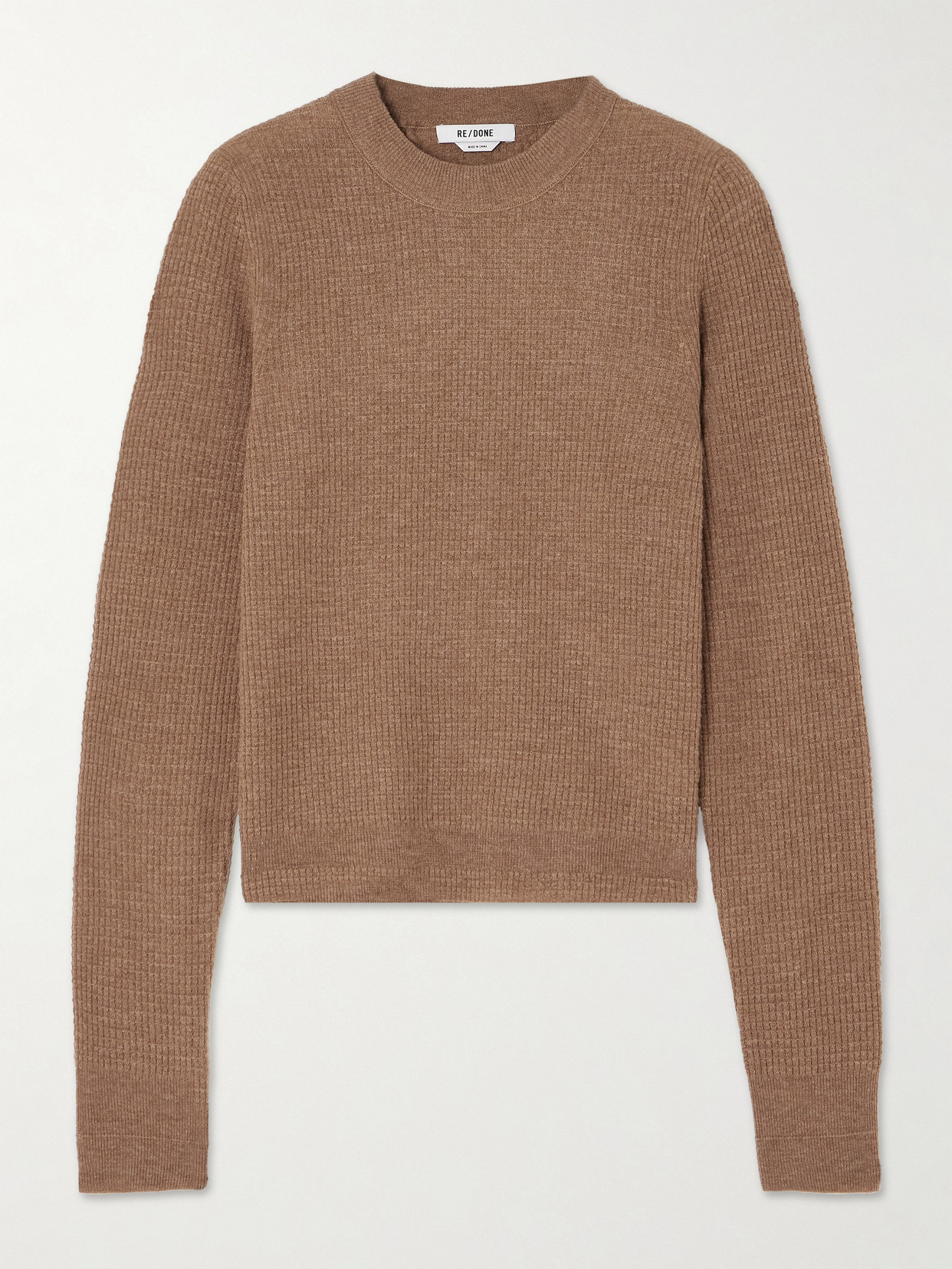 Re/done Waffle-knit Wool And Cashmere-blend Sweater In Chestnut