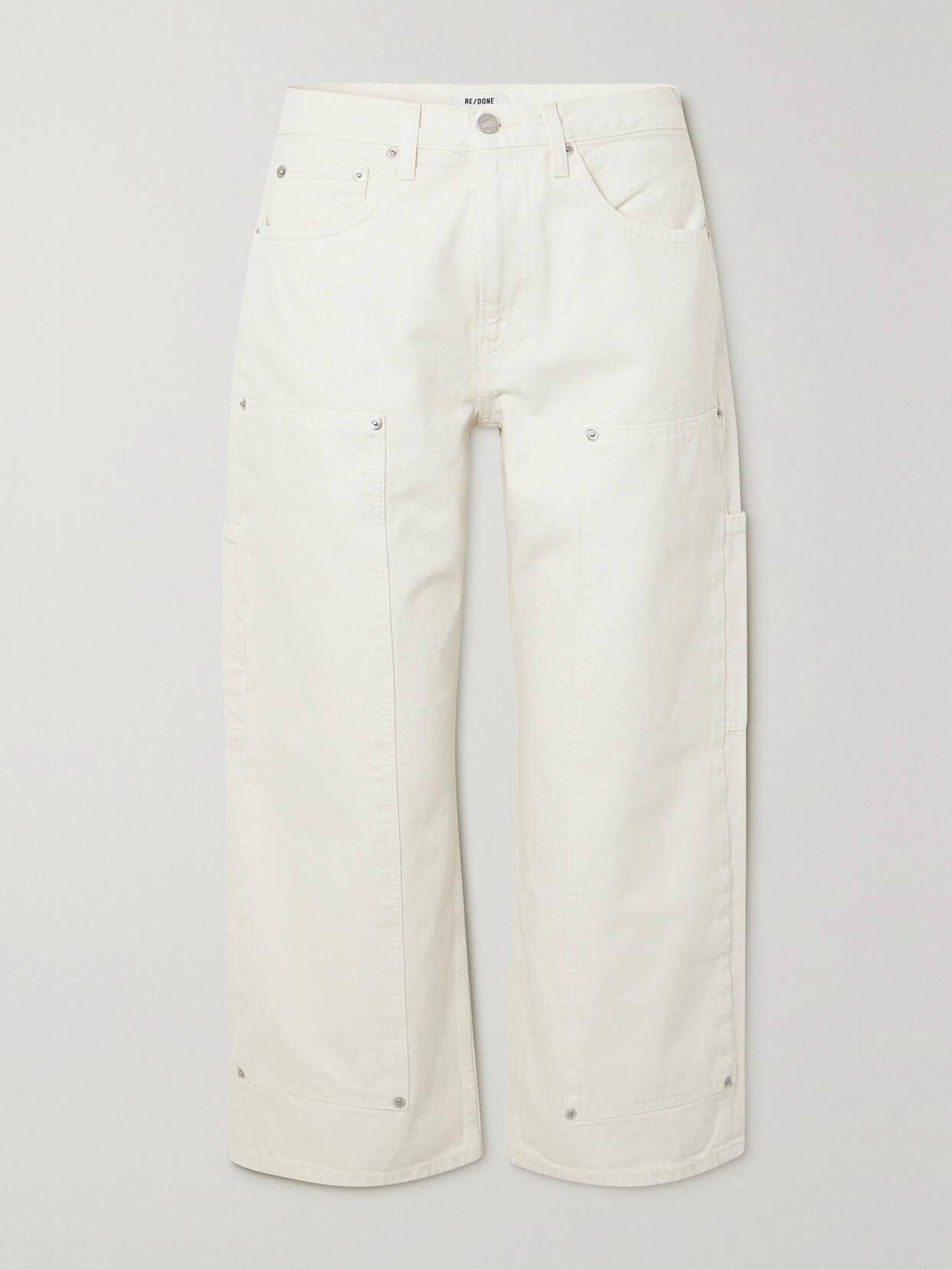 Shop Re/done The Shortie Cropped Mid-rise Wide-leg Jeans In White