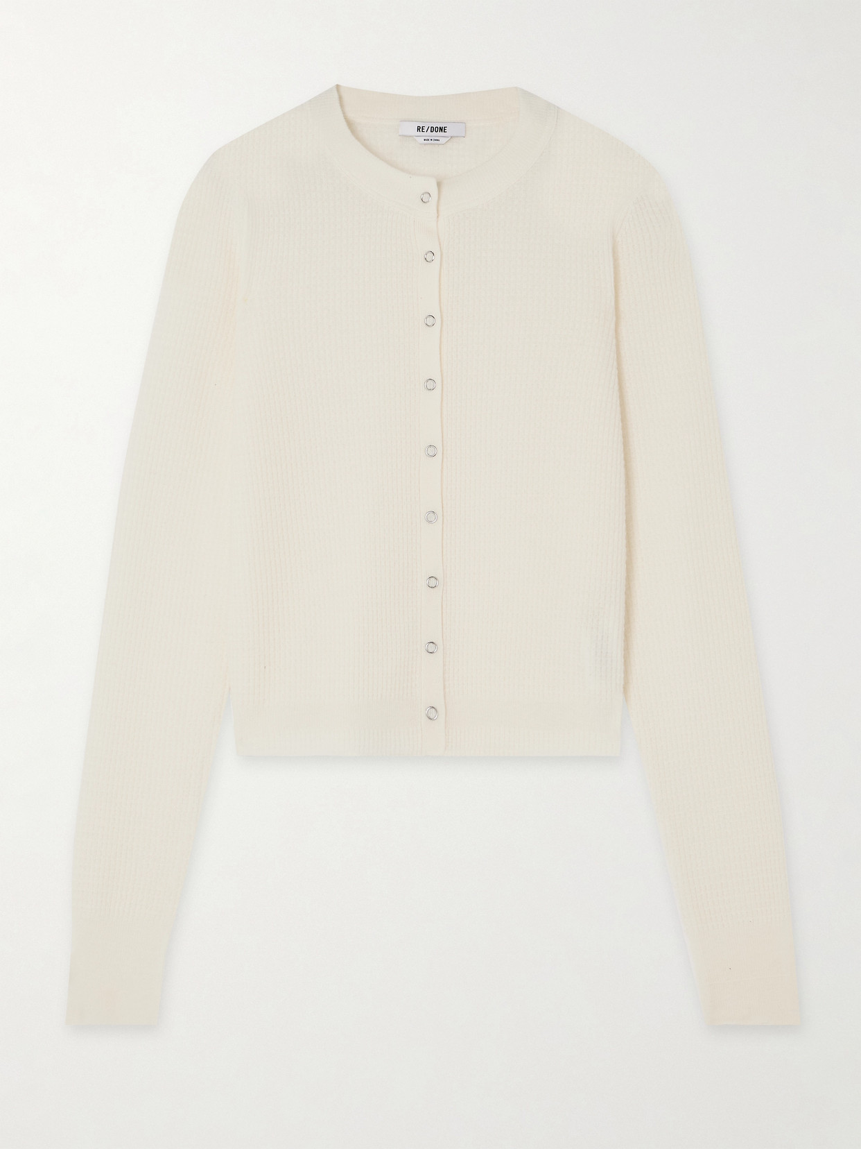 RE/DONE Ribbed-knit Wool And Cashmere-blend Cardigan - White