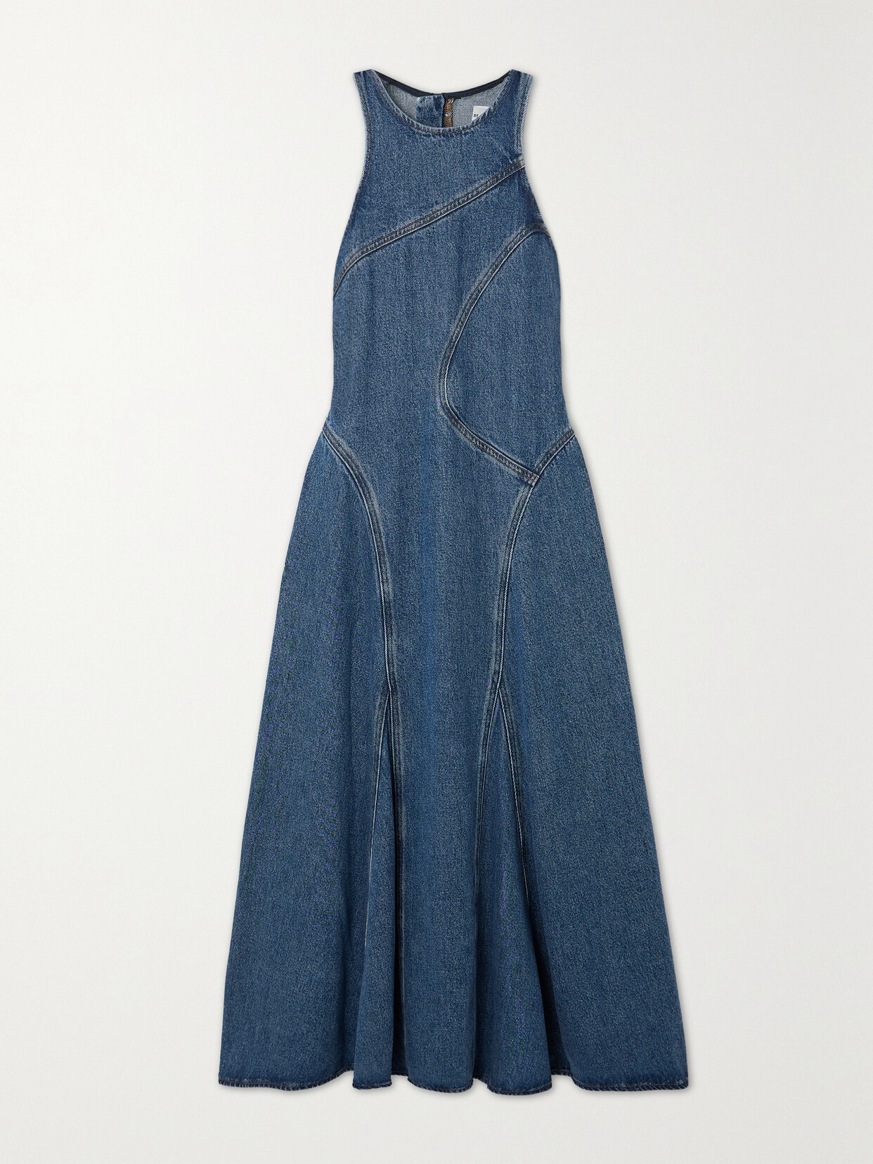 RE/DONE - + Net Sustain Racer Tank Paneled Denim Midi Dress - Blue