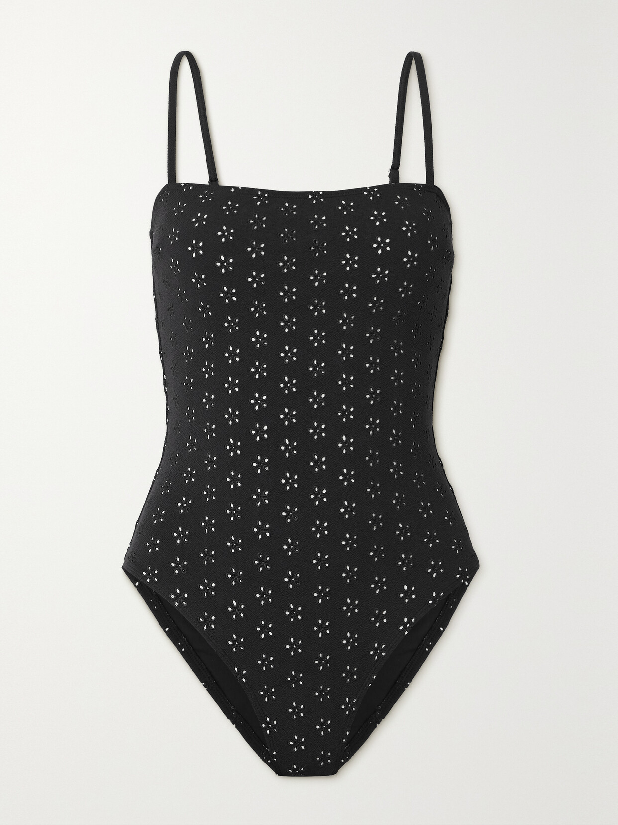 Peony + Net Sustain Recycled-broderie Anglaise Swimsuit In Black