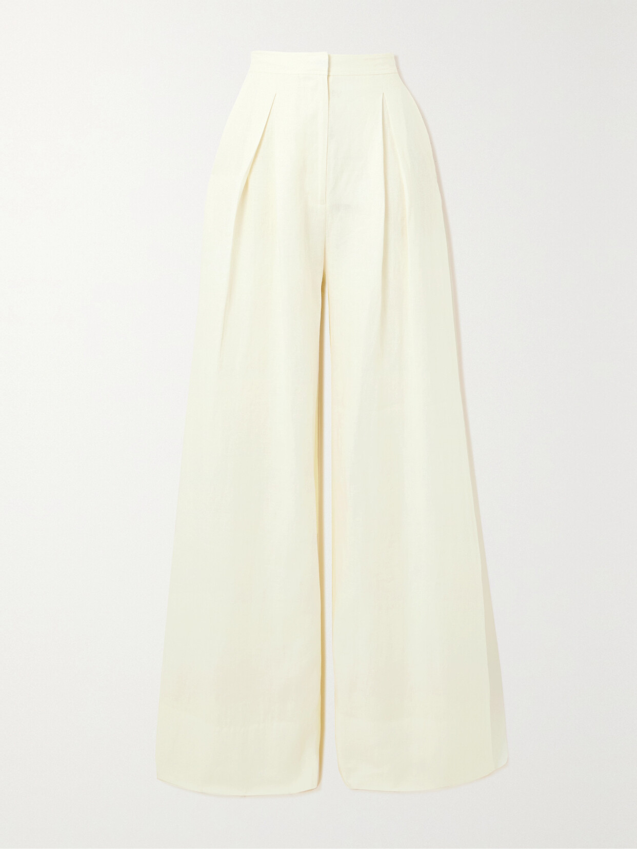 Peony - + Net Sustain Pleated Linen Wide-leg Pants - White