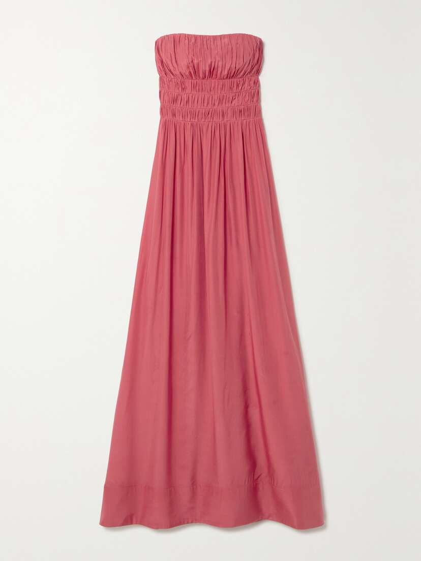 Peony Strapless Smocked Ecovero™ And Silk-blend Maxi Dress - x large