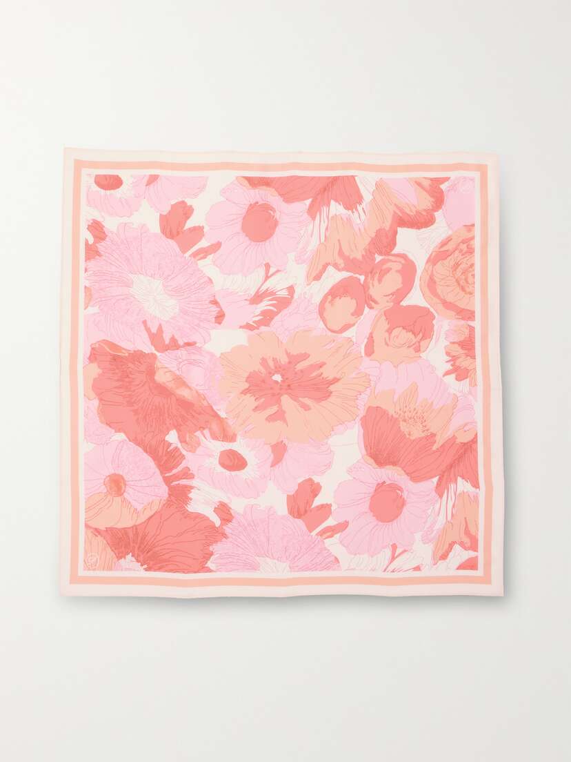 Peony + Net Sustain Floral-print Ecovero™ And Silk-blend Scarf