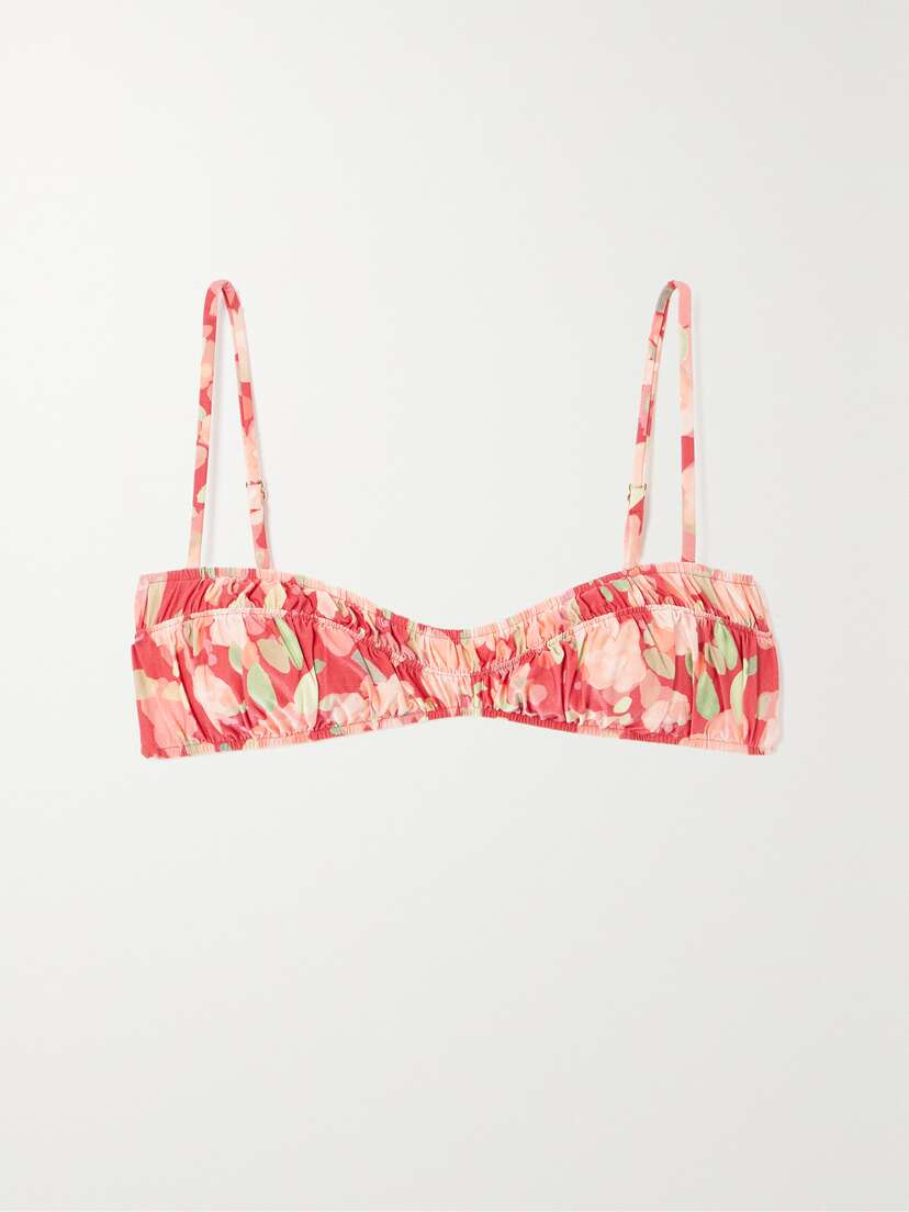 Peony + Net Sustain Floral-print Stretch-econyl® Bikini Top