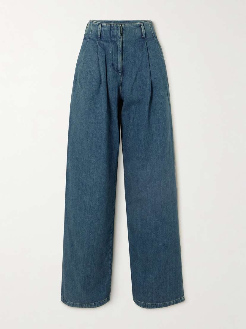 Golden Goose Embellished Pleated High-rise Wide-leg Jeans