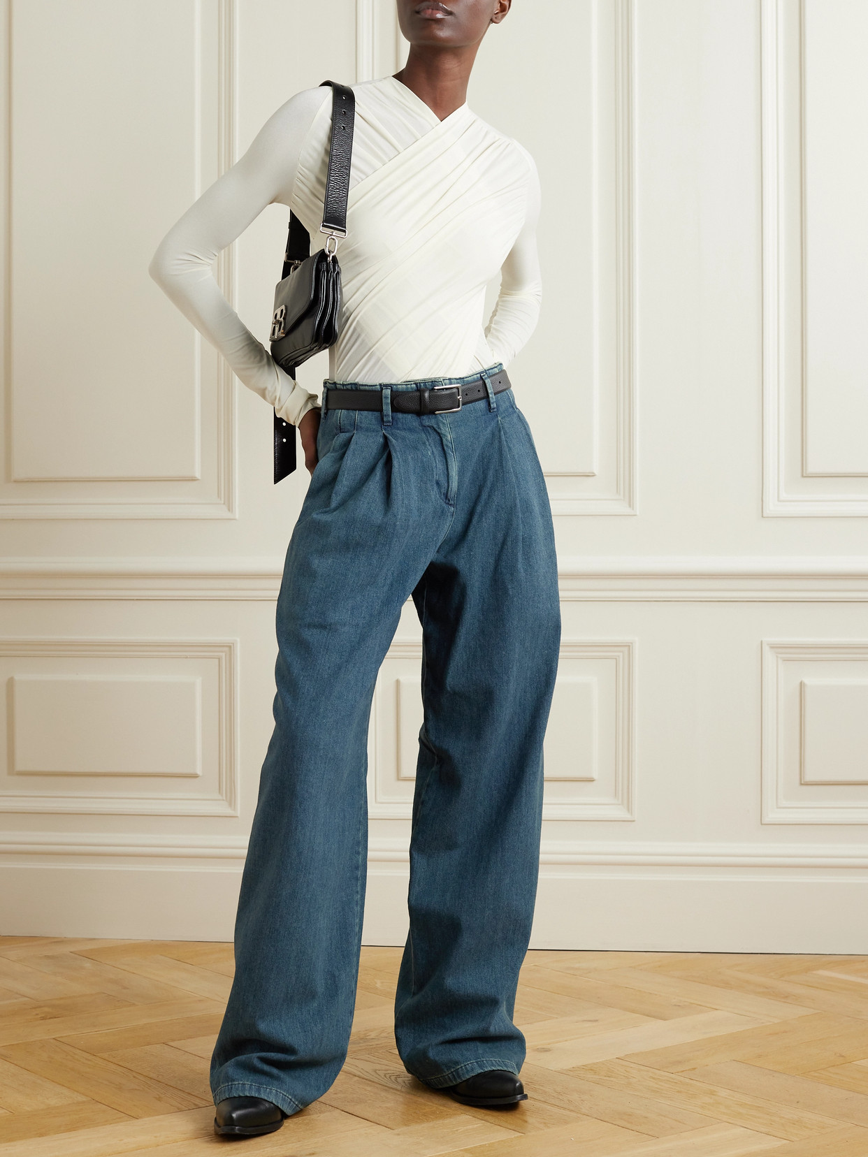 Pleated High-Rise Wide- Leg