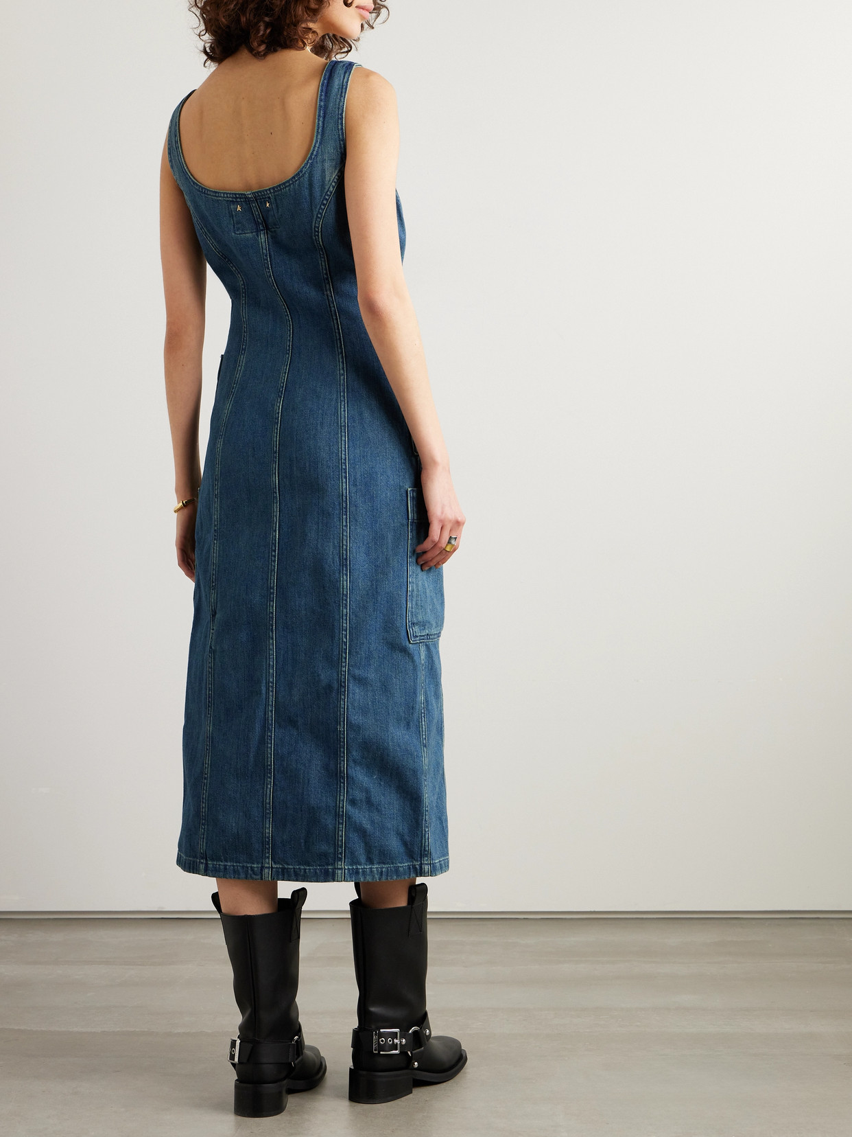 Shop Golden Goose Journey Denim Midi Dress In Blue