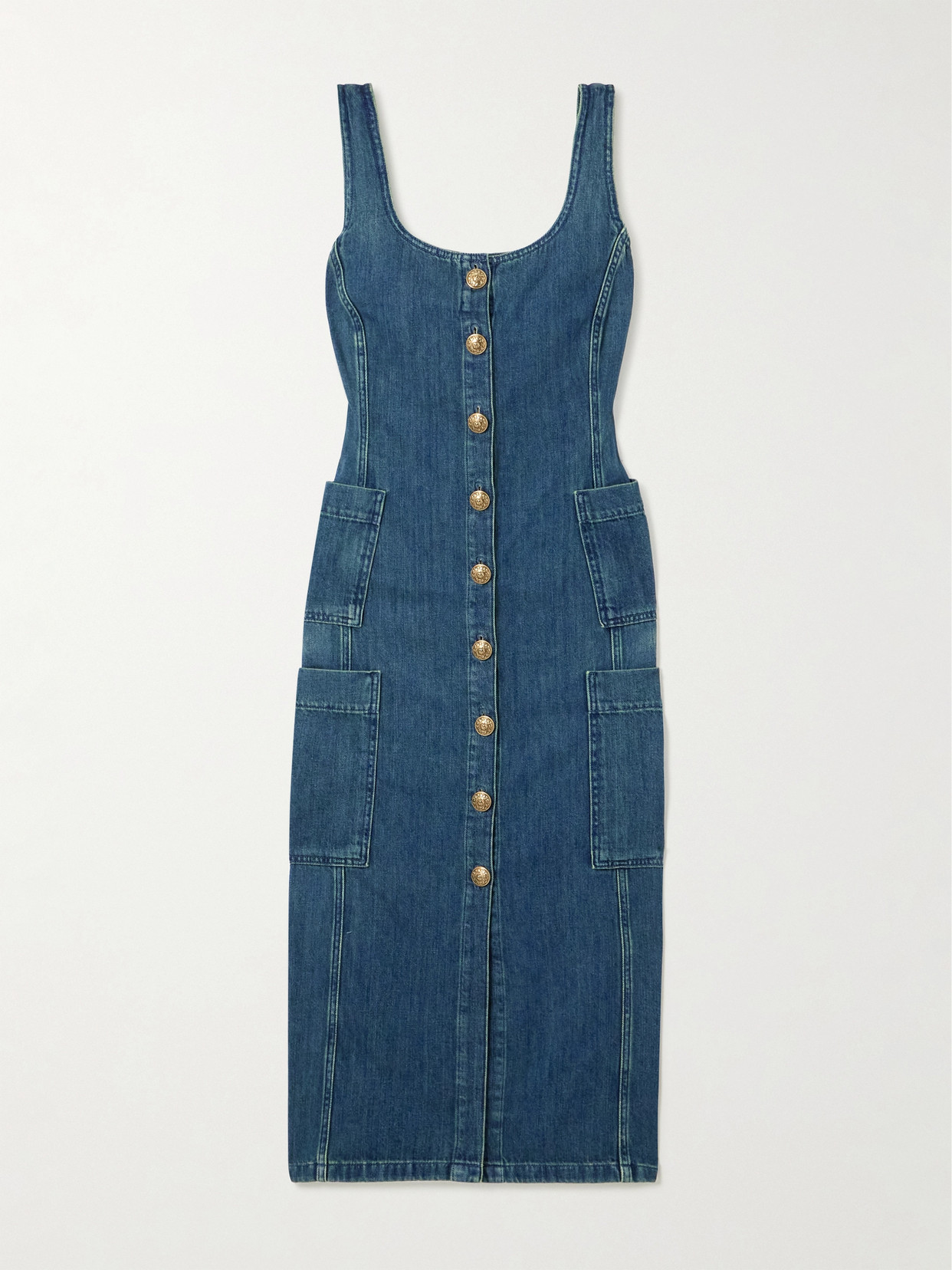 Golden Goose Journey Denim Midi Dress In Blue