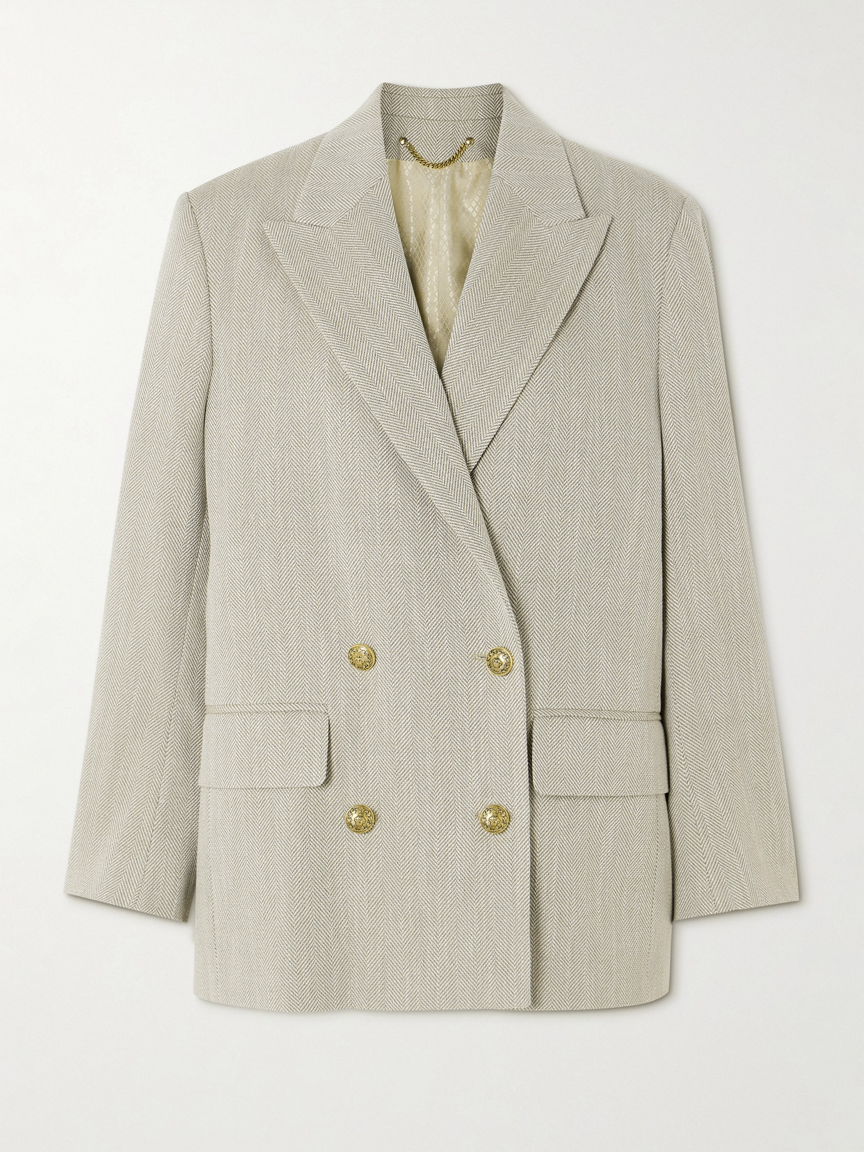 Golden Goose Journey Double-breasted Herringbone Cotton Blazer In Neutrals