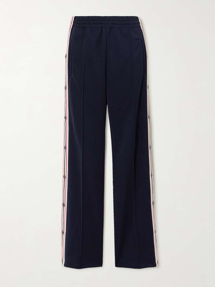 Golden Goose Button-detailed Webbing-trimmed Jersey Wide-leg Track Pants