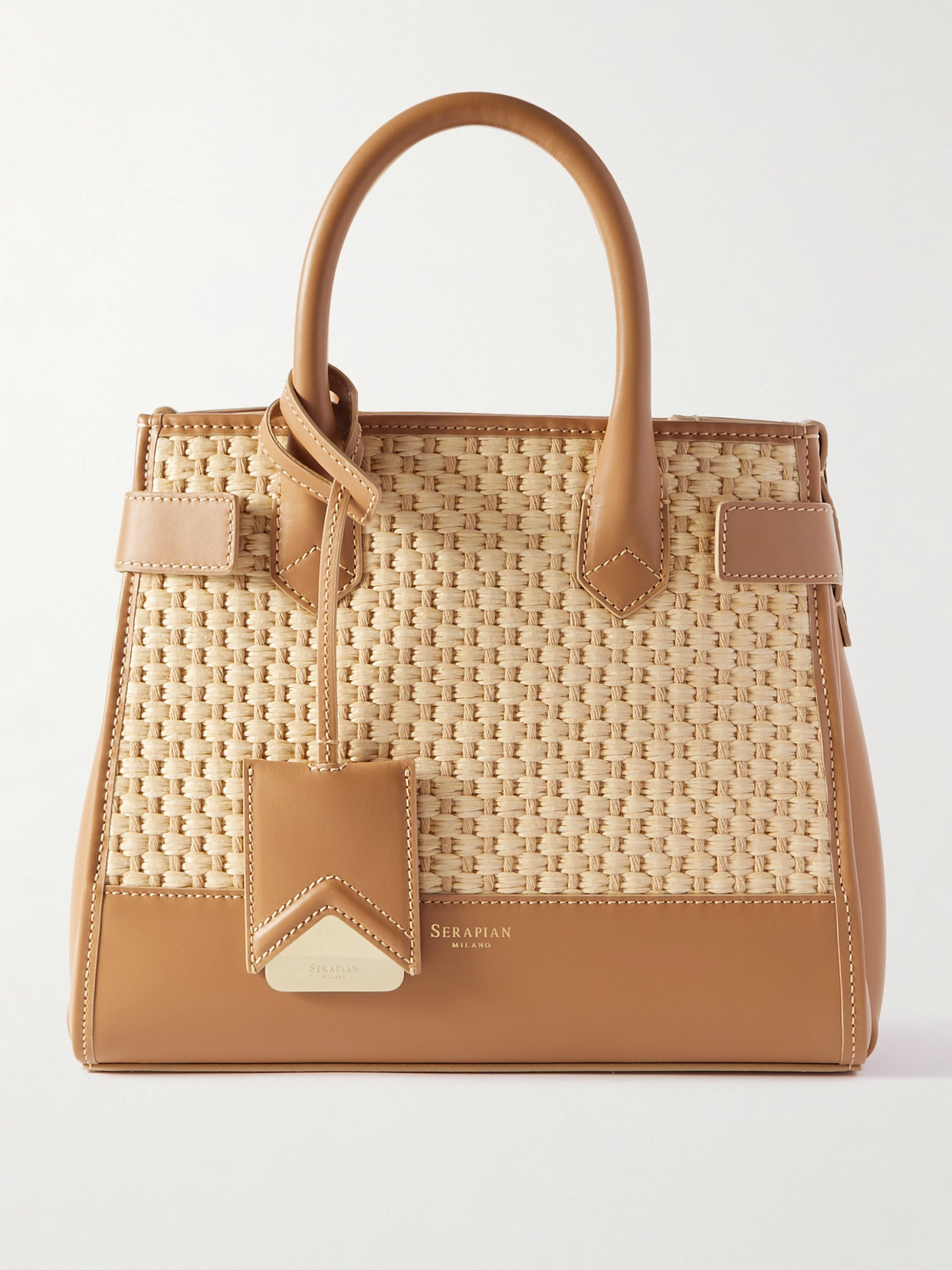 Serapian - Meliné Raffia And Leather Shoulder Bag - Neutrals