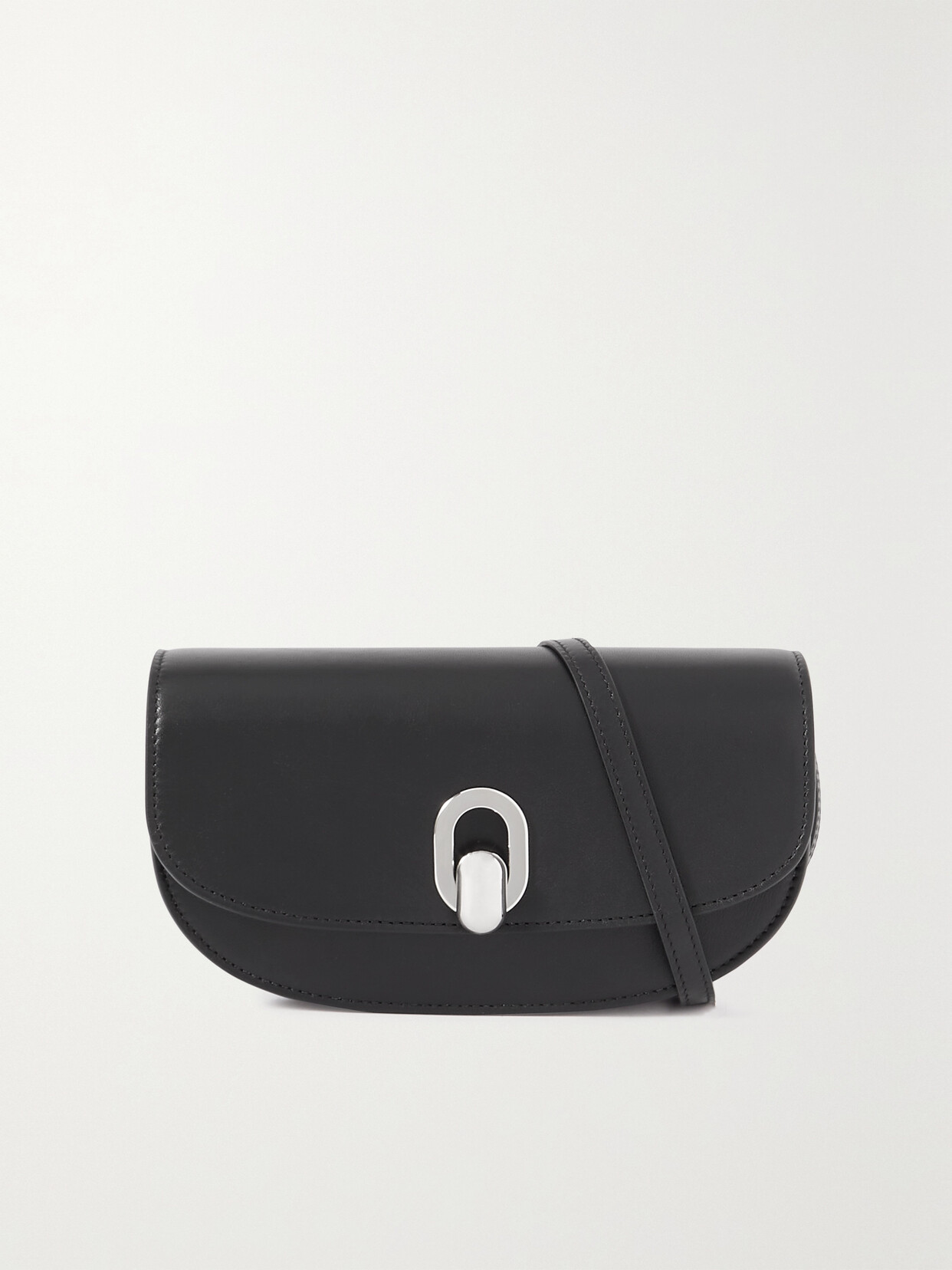 Savette The Tondo Crescent Leather Shoulder Bag In Black