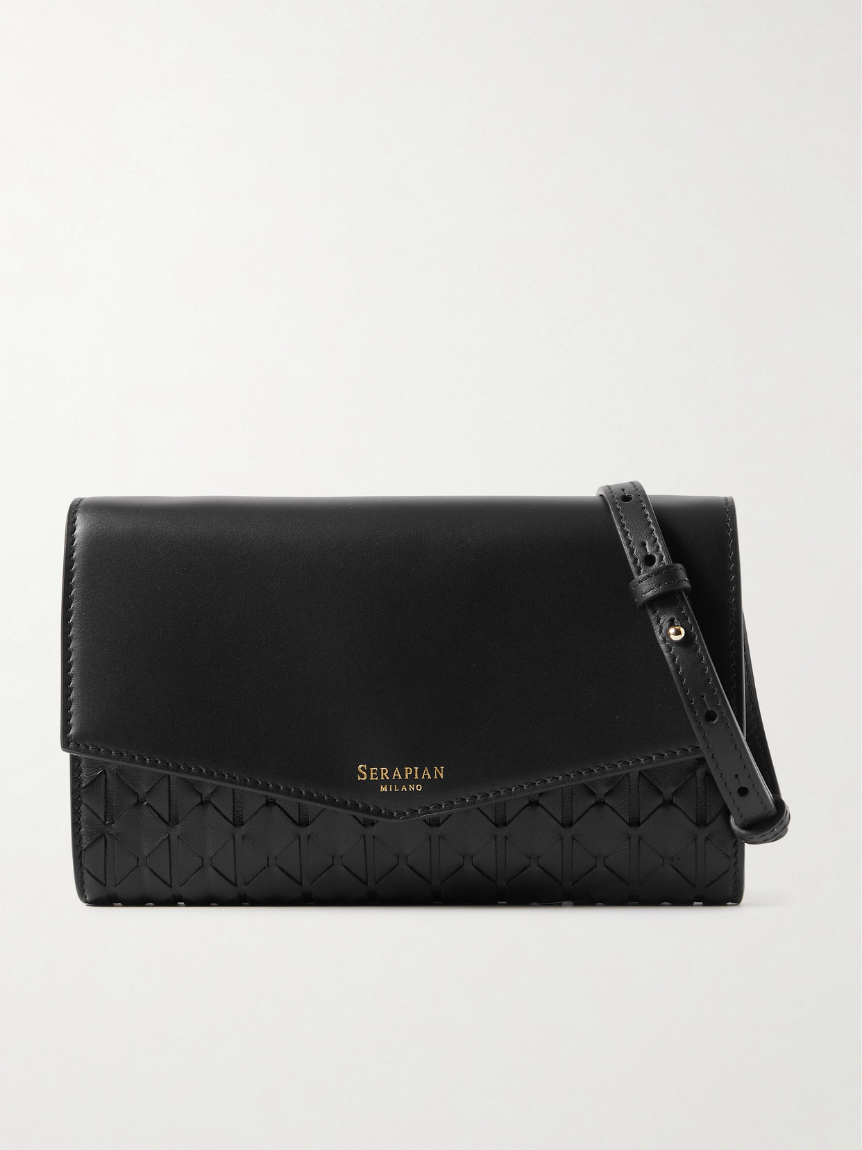 Serapian Woven Leather Clutch In Black