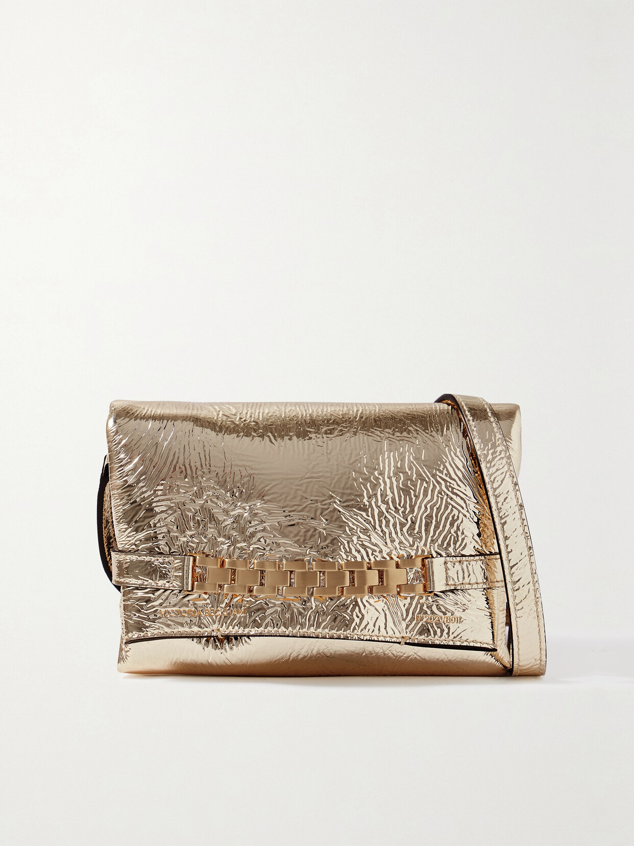 Victoria Beckham Embellished Metallic Crinkled-leather Shoulder Bag