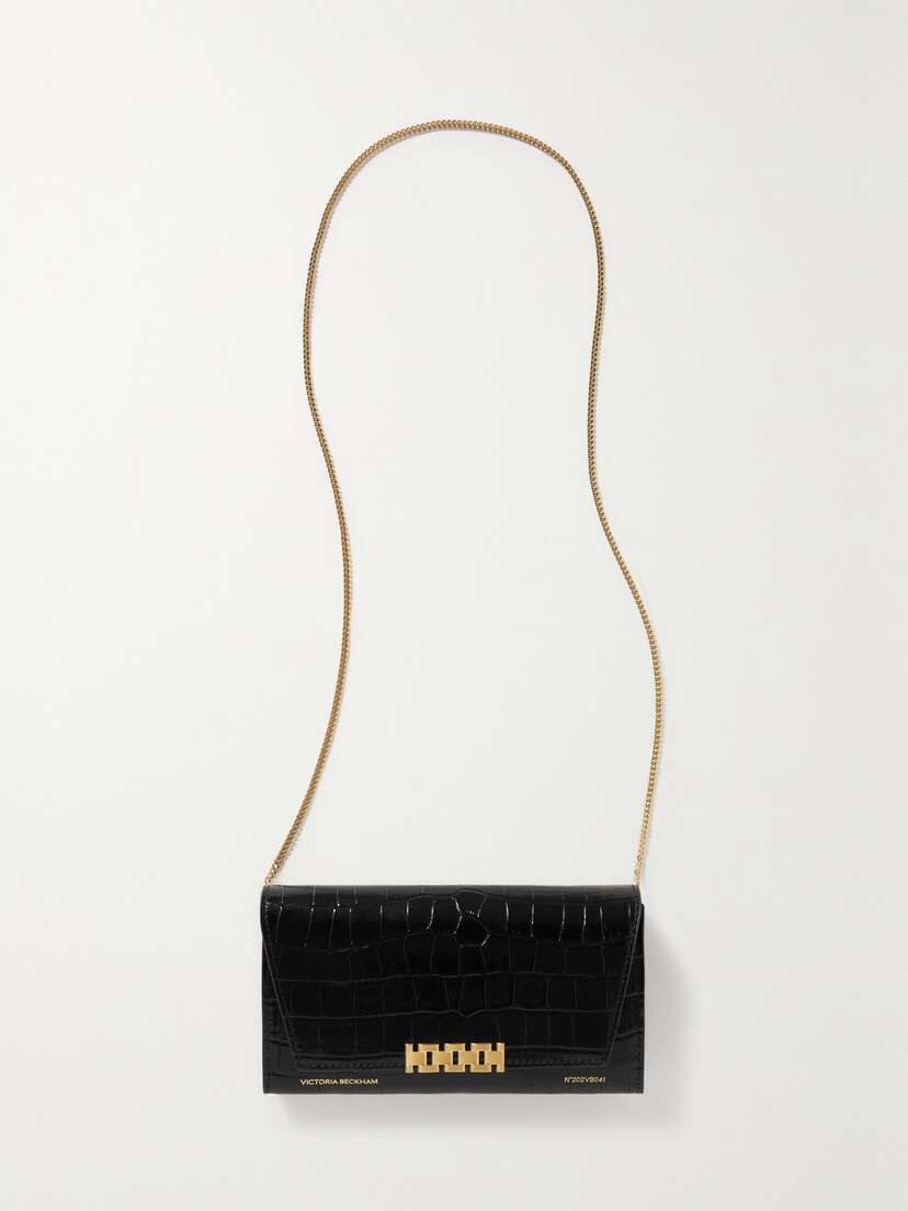 Victoria Beckham Embellished Croc-effect Leather Shoulder Bag -  - One size