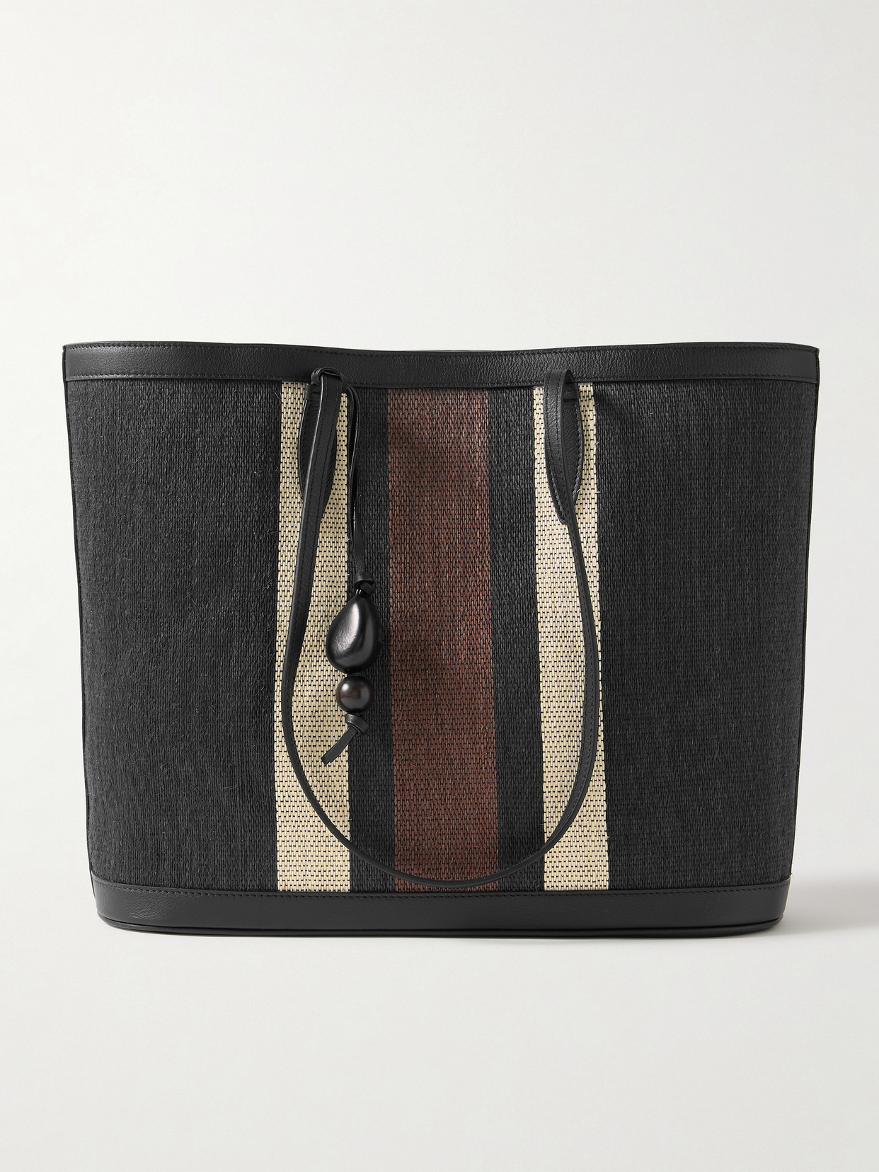 Hunting Season - Embellished Leather-trimmed Striped Straw Tote - Neutrals