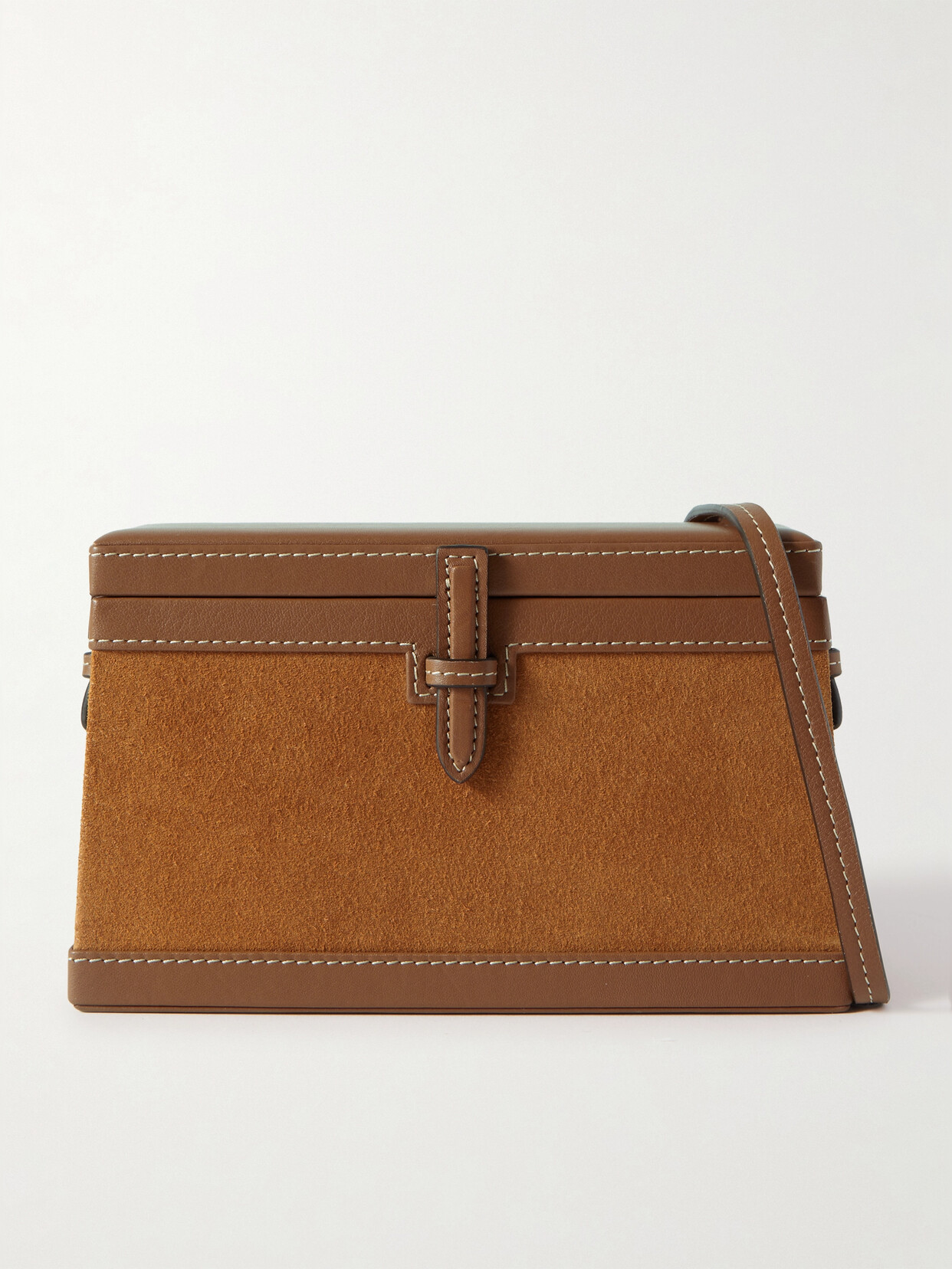 Hunting Season The Trunk Leather-trimmed Suede Shoulder Bag In Brown