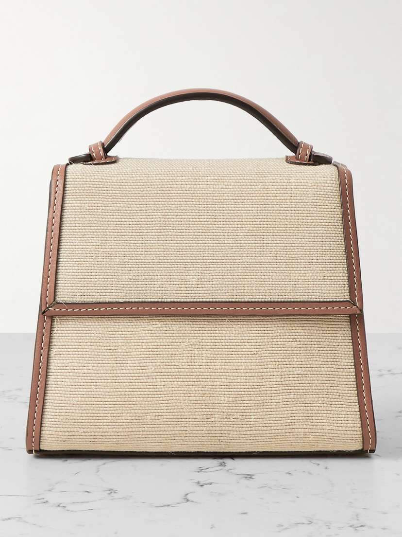 Hunting Season Small Leather-trimmed Raffia Tote