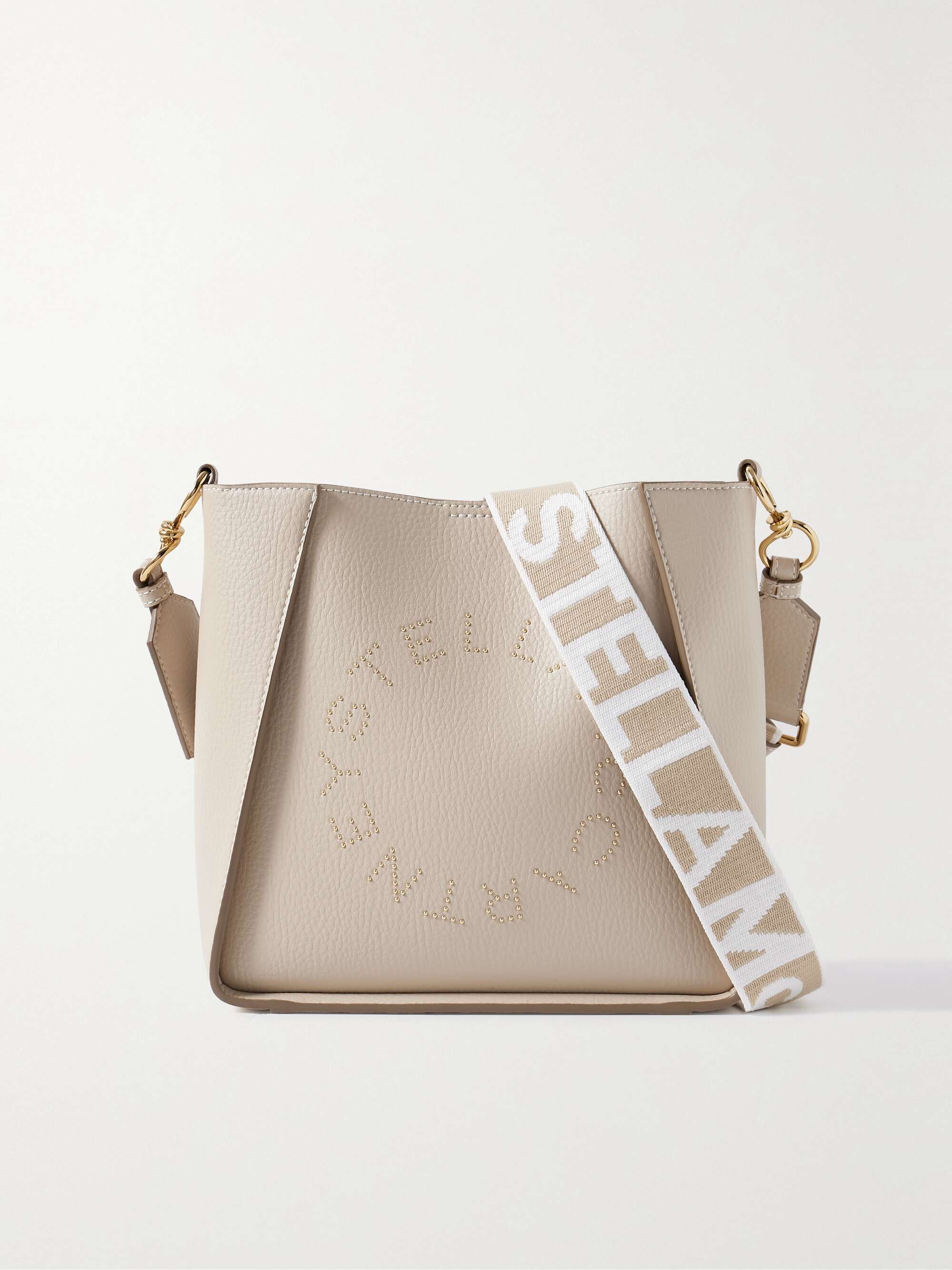 STELLA MCCARTNEY Logo-perforated vegetarian leather shoulder bag | NET ...