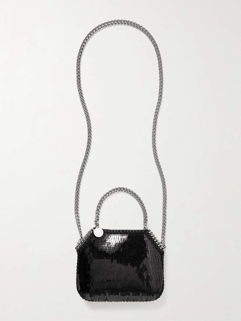 Stella McCartney + Net Sustain Falabella Mini Pailette-embellished Recycled Vegetarian Suede Shoulder Bag