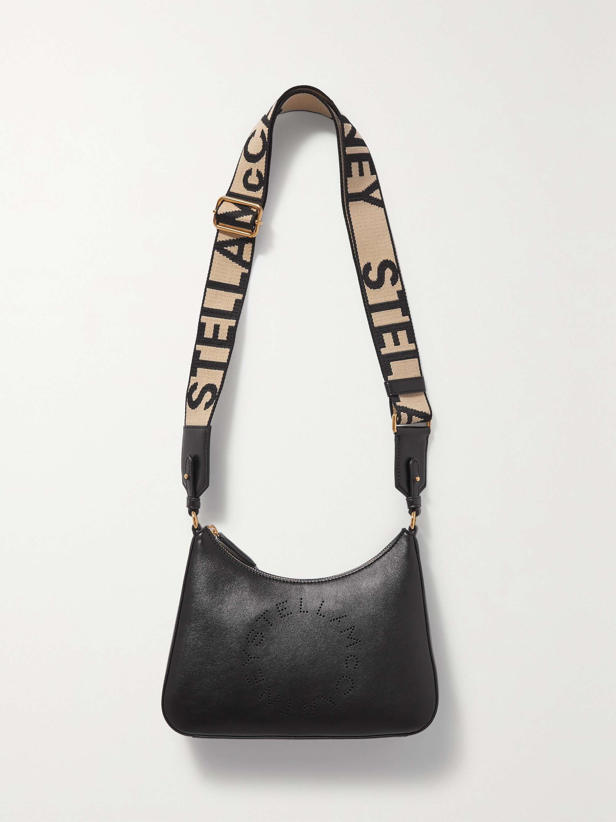 STELLA MCCARTNEY Logo-perforated vegetarian leather shoulder bag | NET-A-PORTER