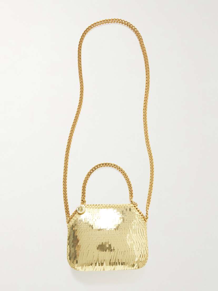 Stella McCartney + Net Sustain Falabella Mini Pailette-embellished Satin Shoulder Bag