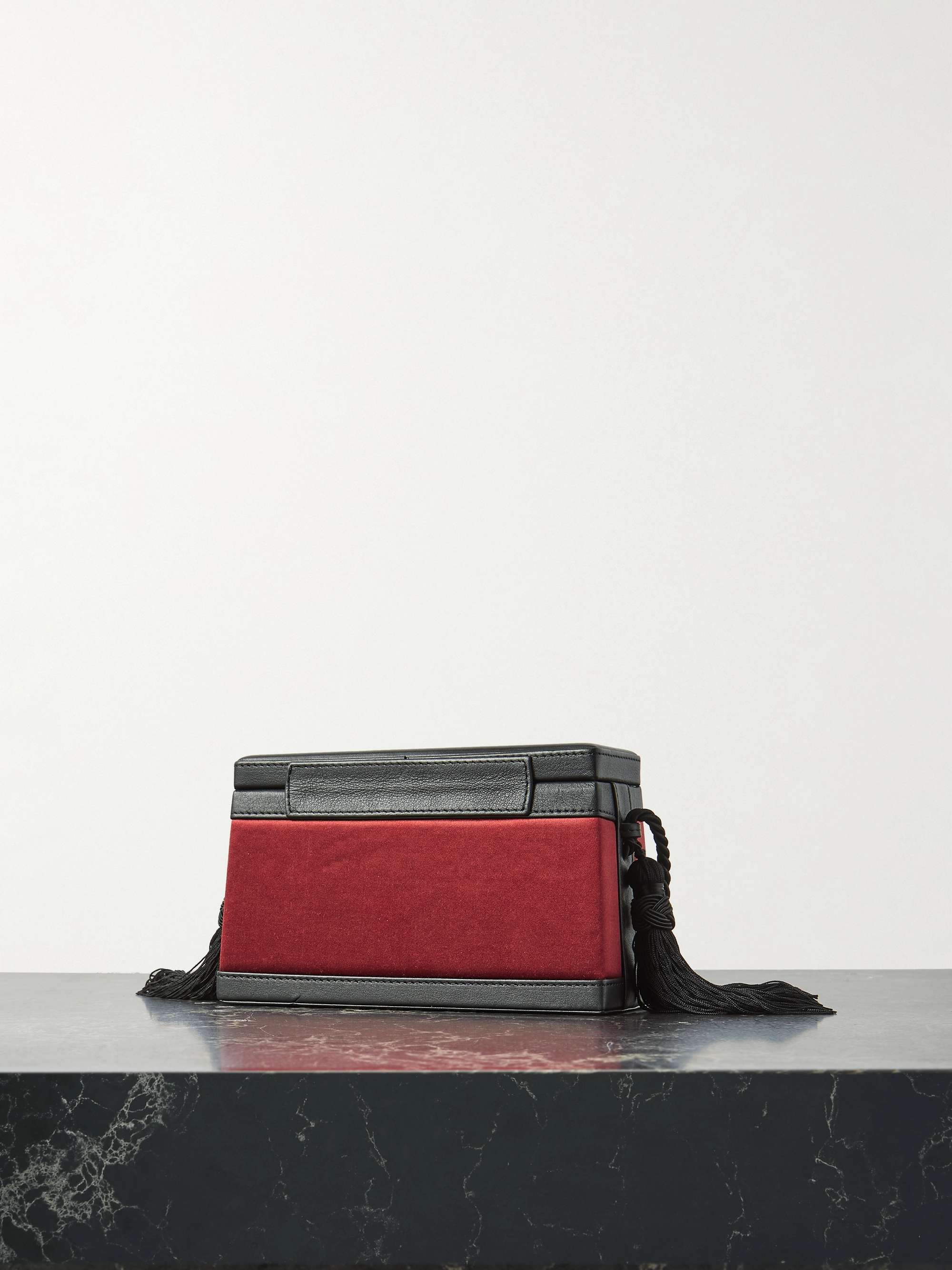 HUNTING SEASON The Trunk tasseled leathertrimmed satin shoulder bag