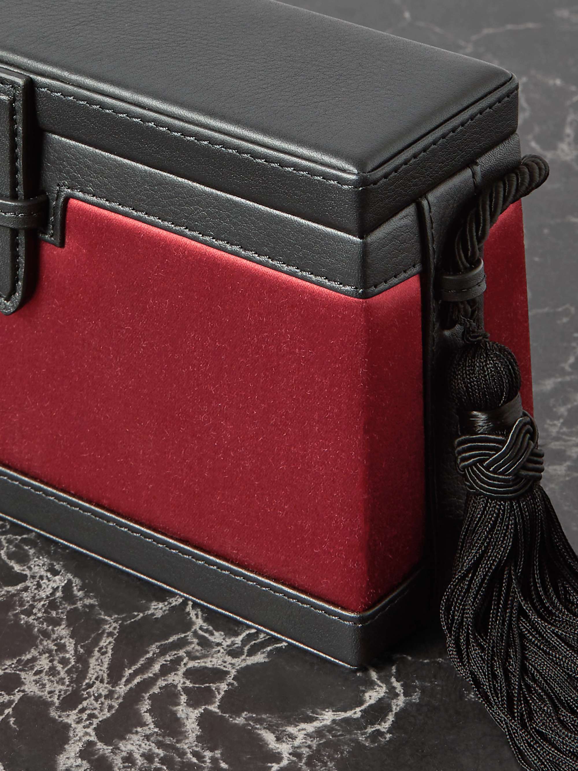 HUNTING SEASON The Trunk tasseled leathertrimmed satin shoulder bag