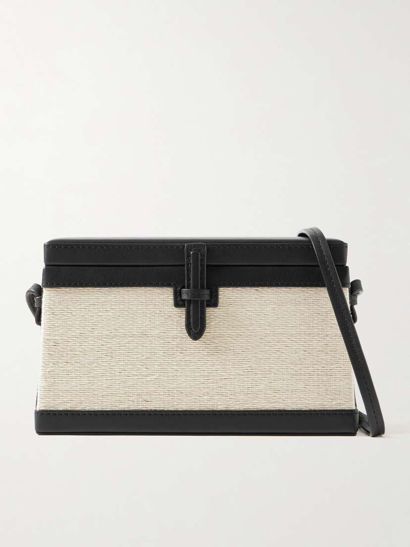 Hunting Season The Trunk Leather-trimmed Straw Shoulder Bag