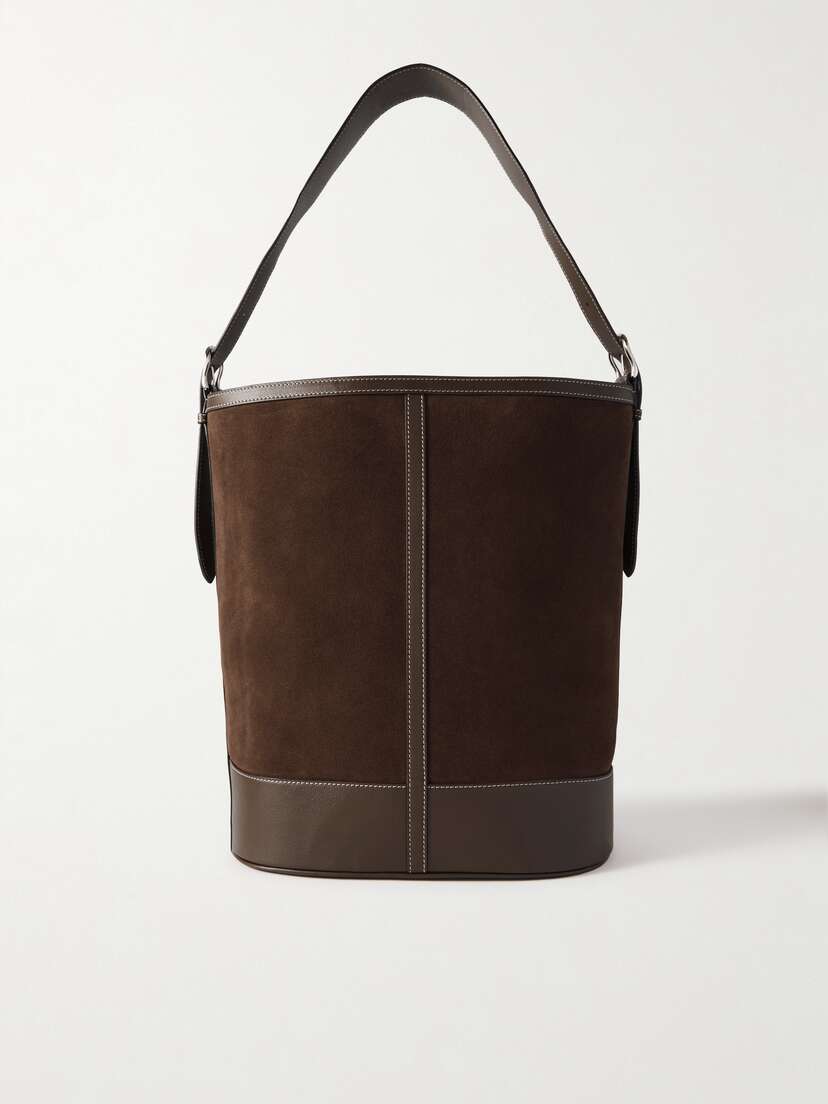 Hunting Season Leather-trimmed Suede Shoulder Bag
