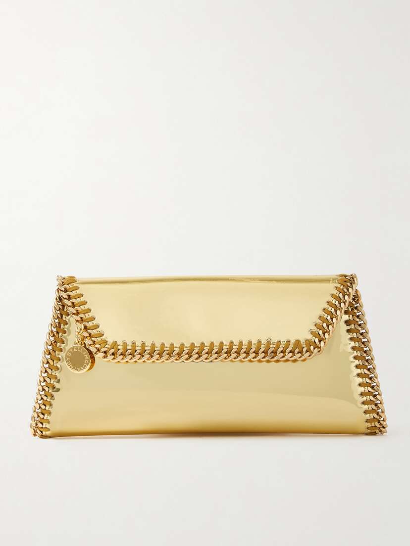 Stella McCartney Falabella Chain-embellished Mirrored Vegan Leather Clutch