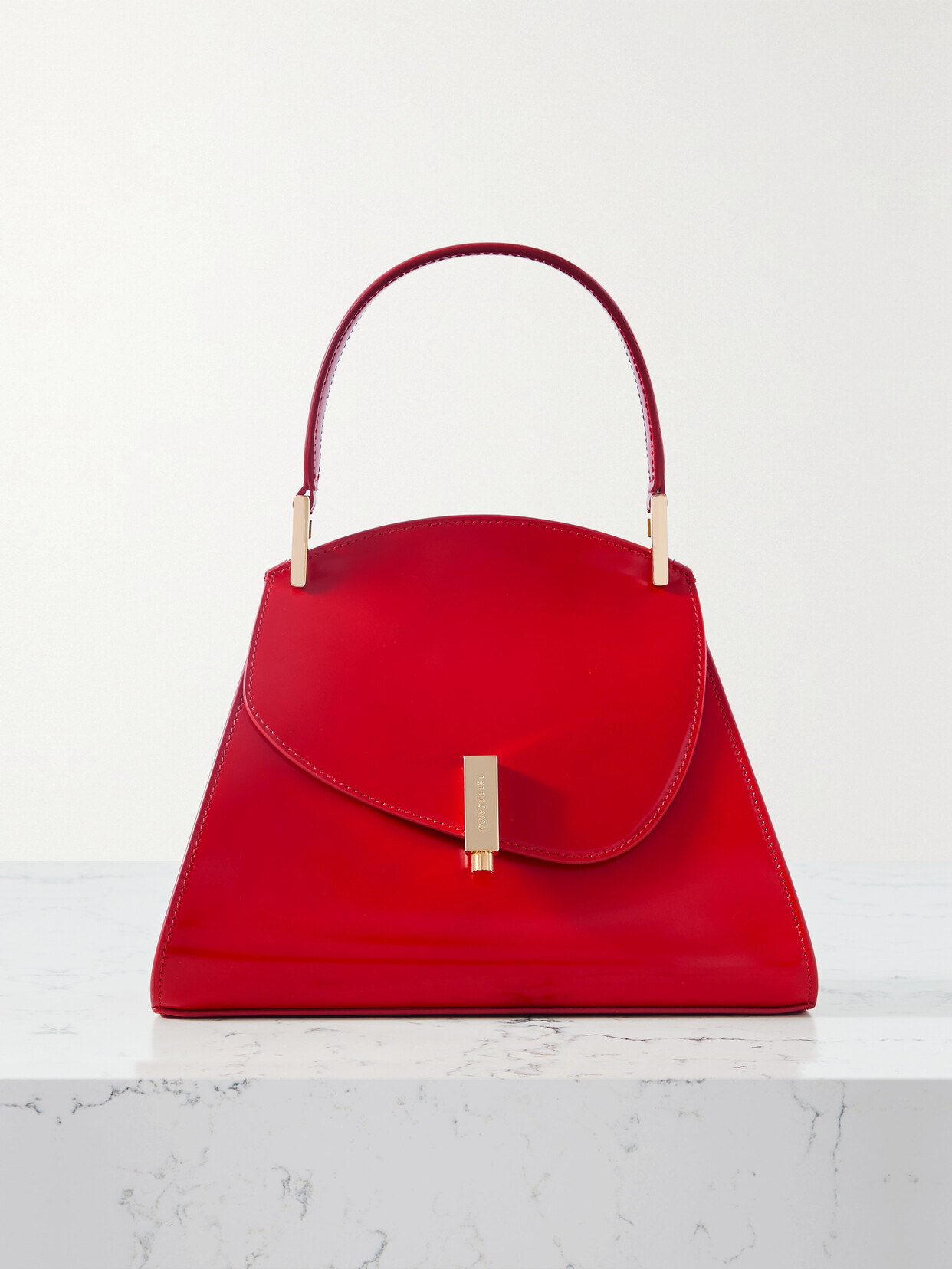 Ferragamo - Prisma Glossed-leather Tote - Red