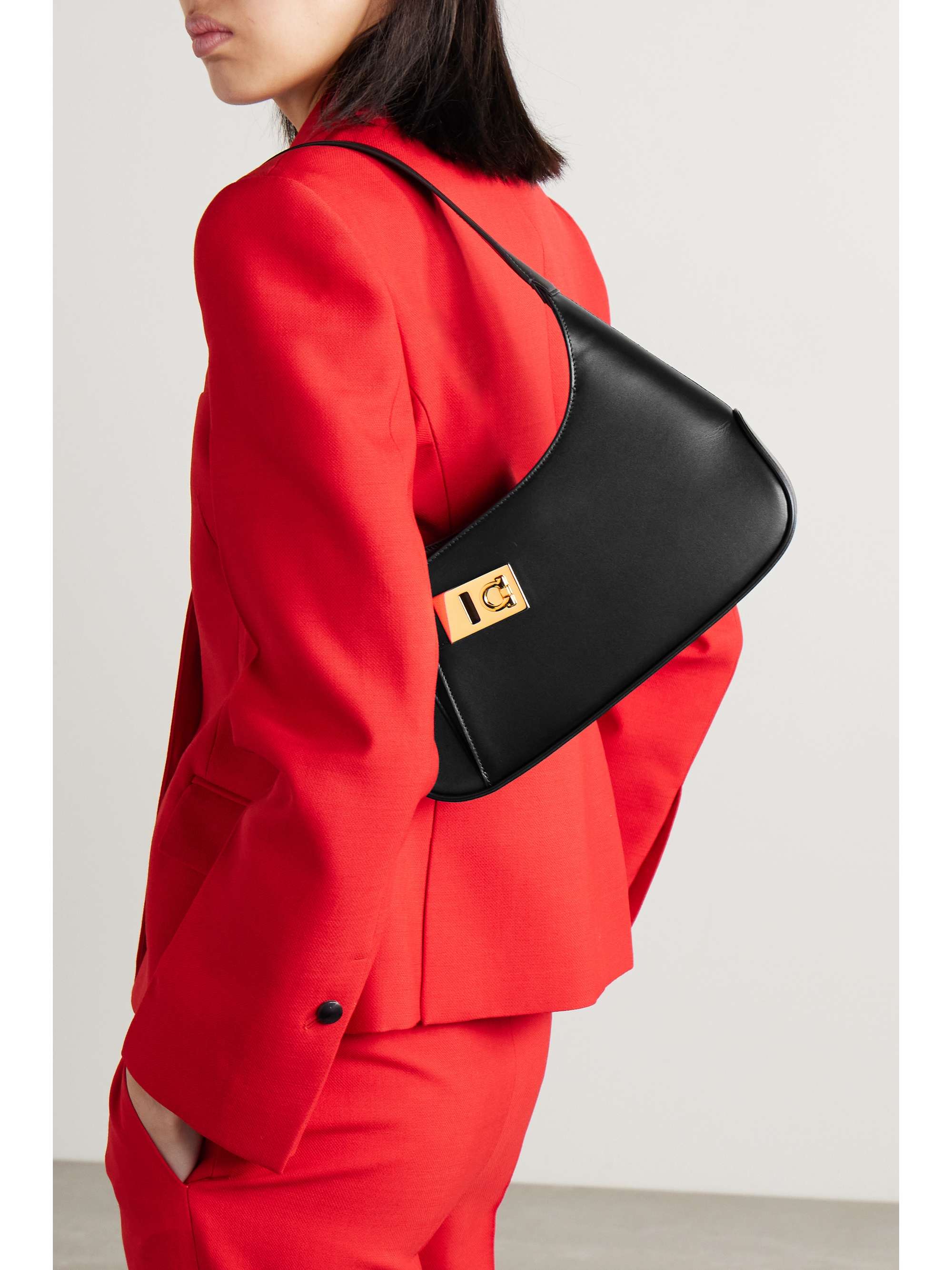 FERRAGAMO Embellished leather shoulder bag | NET-A-PORTER