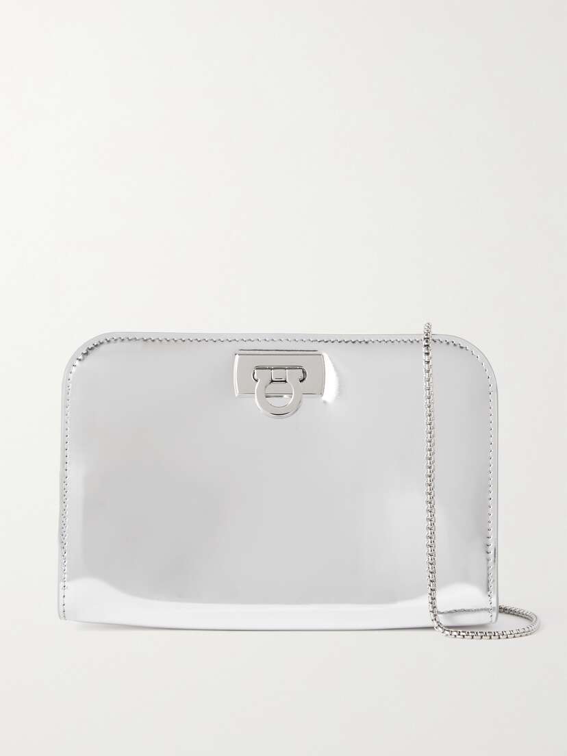 Ferragamo Wanda Metallic Leather Wallet On A Chain