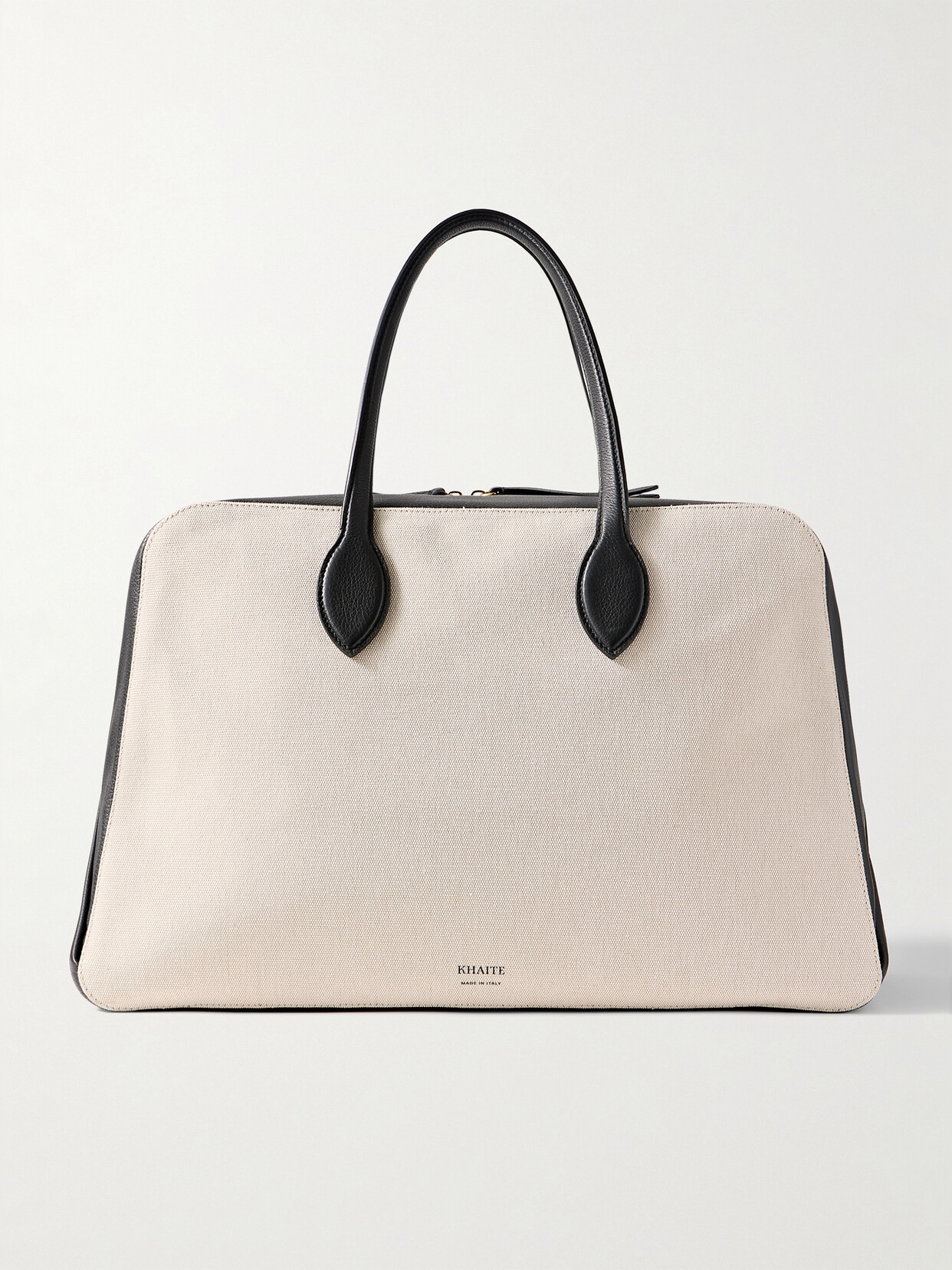 Khaite Maeve Weekender Large Leather And Canvas Tote In Neutrals