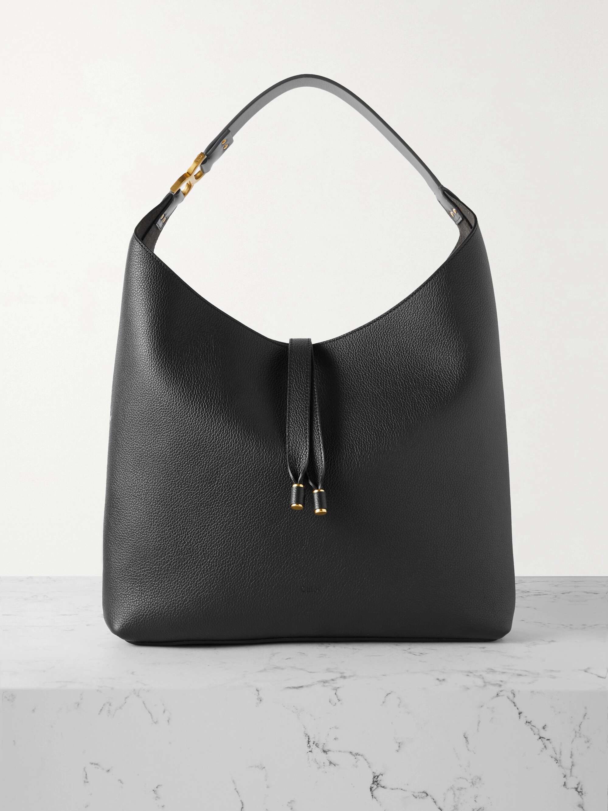 CHLOÉ + NET SUSTAIN Marcie textured-leather shoulder-bag | NET-A-PORTER