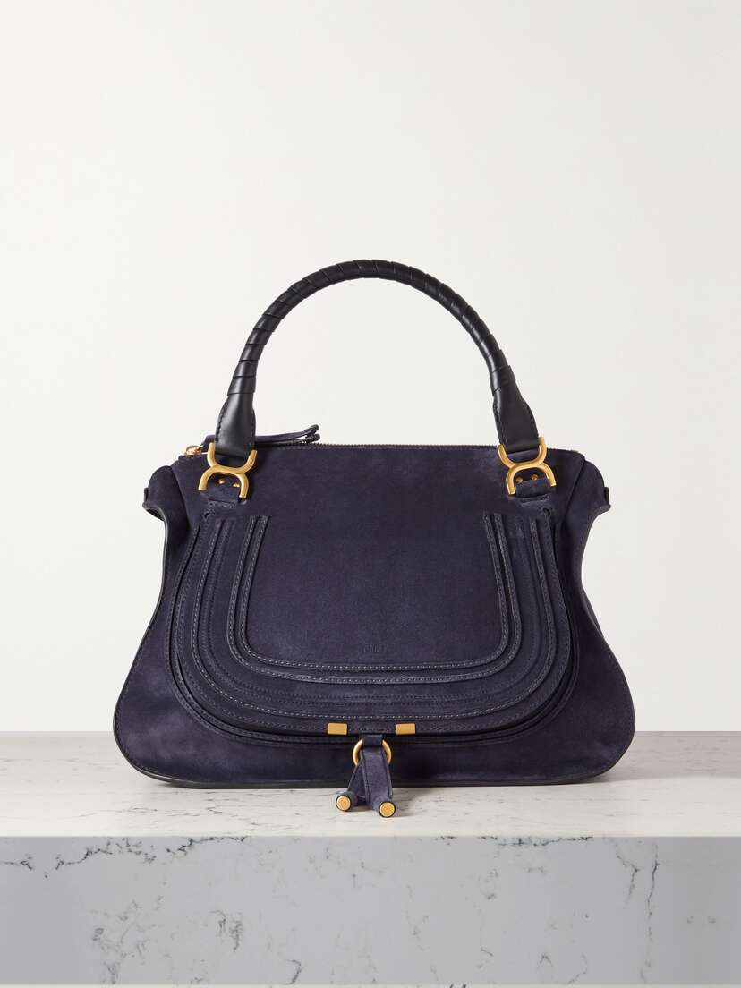 Chloé + Net Sustain Marcie Medium Leather-trimmed Suede Shoulder Bag