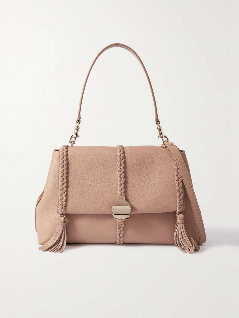 Chloé + Net Sustain Penelope Braided Textured-leather Shoulder Bag
