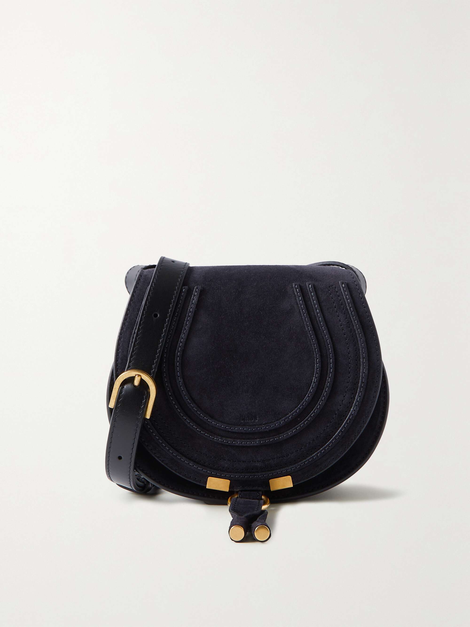 CHLOÉ + NET SUSTAIN Marcie leather-trimmed suede shoulder bag | NET-A-PORTER