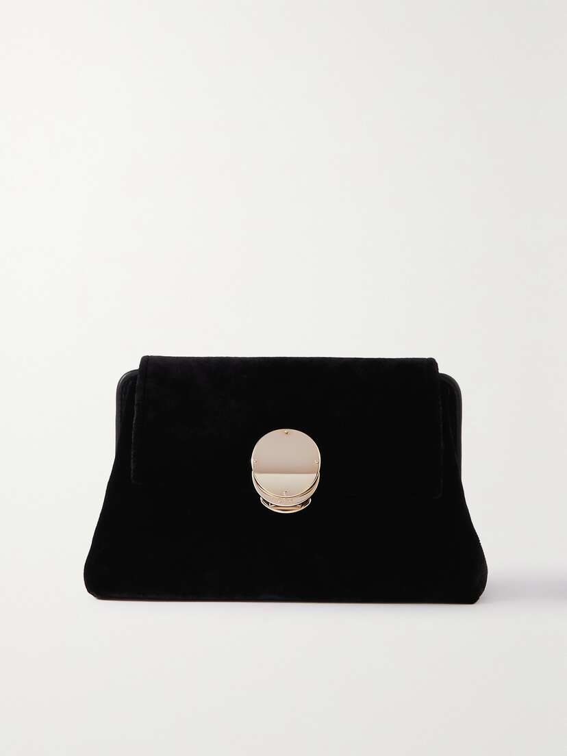 Chloé + Atelier Jolie Penelope Leather-trimmed Velvet Clutch