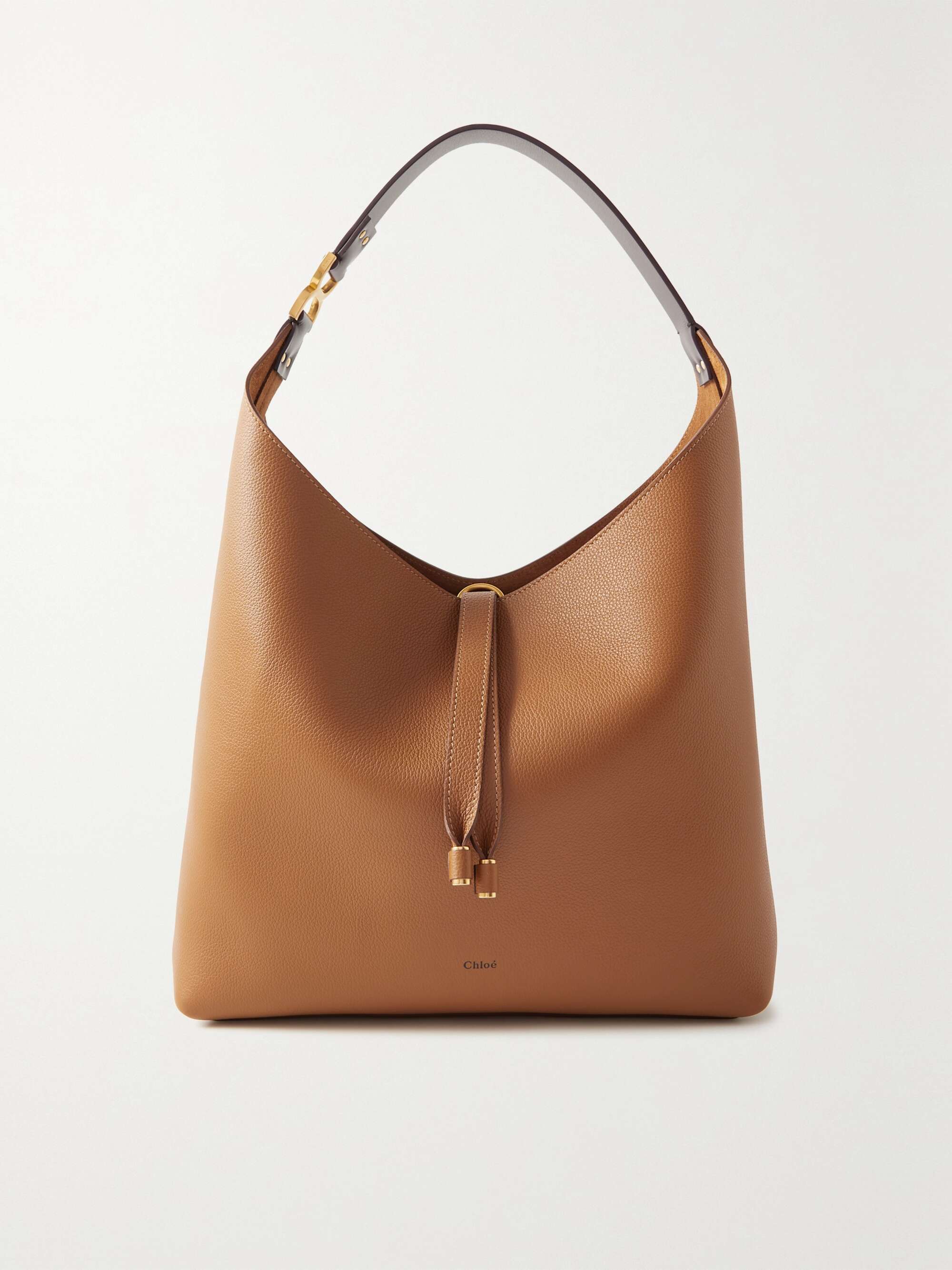 NET SUSTAIN Marcie two tone textured leather shoulder bag brown One Size