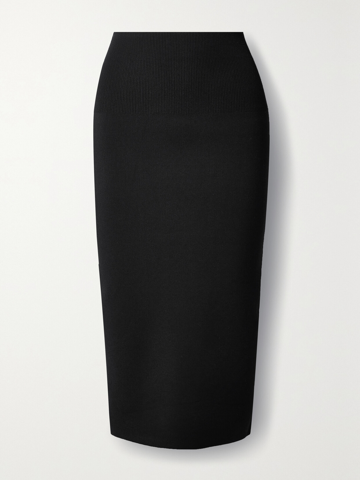 Shop Victoria Beckham Vb Body Stretch-knit Midi Skirt In Black