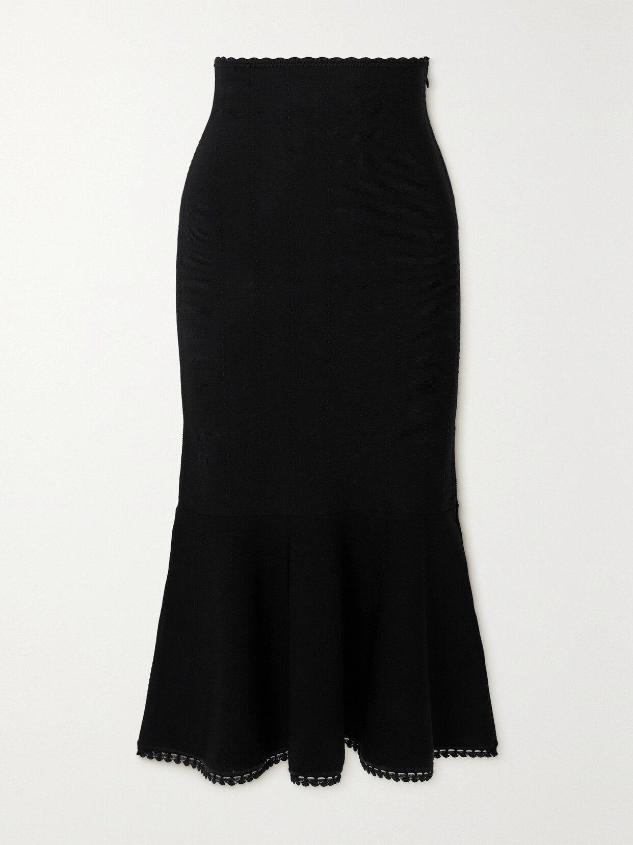 Victoria Beckham - Tiered Scalloped Pointelle-knit Skirt - Black