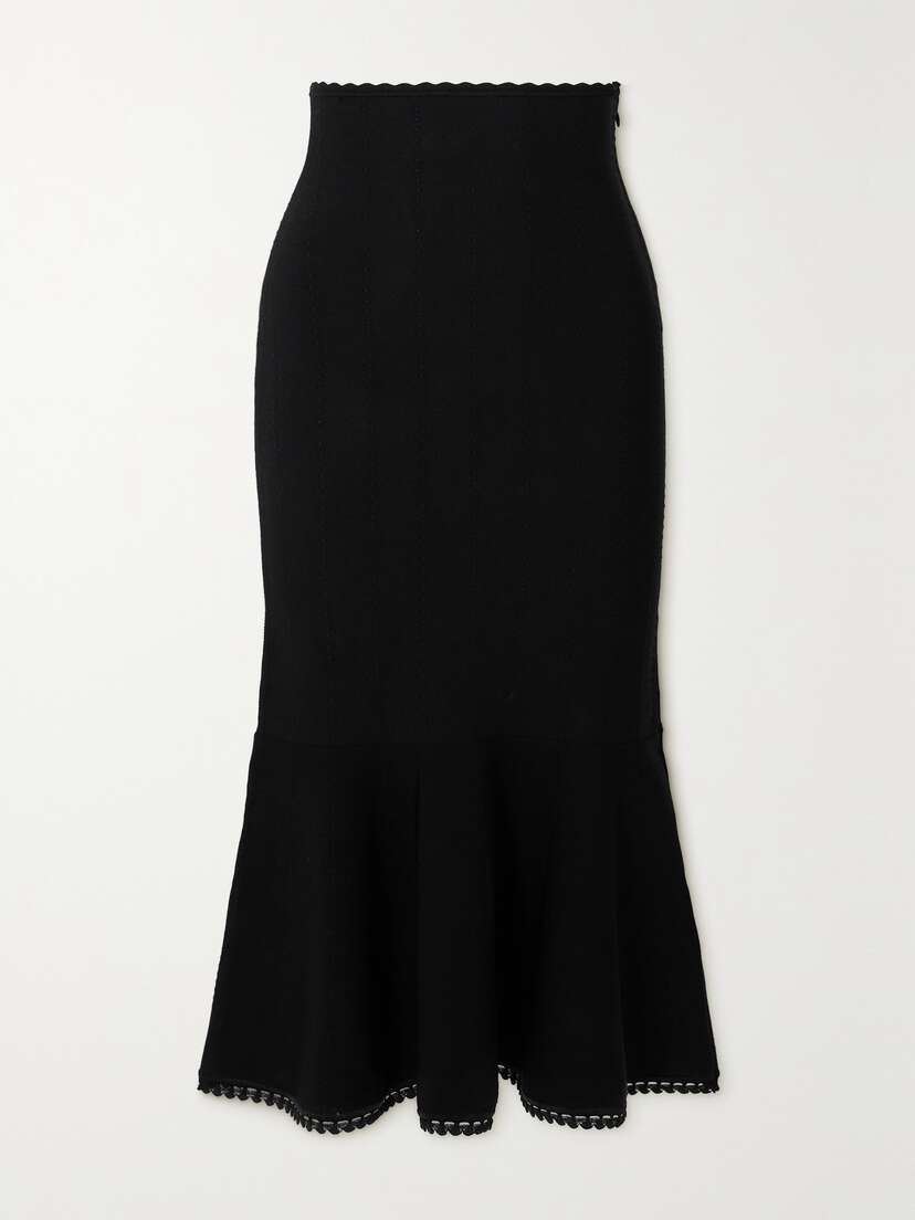 Victoria Beckham Tiered Scalloped Pointelle-knit Skirt