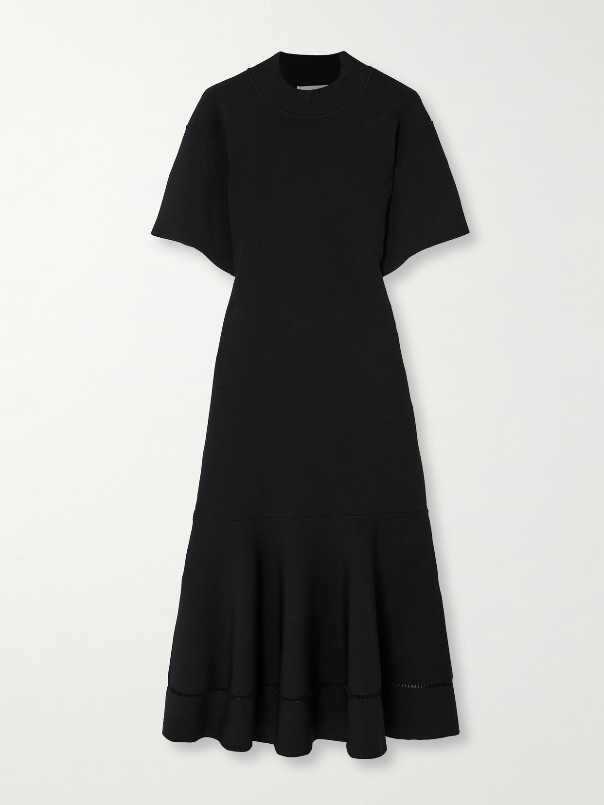 Victoria Beckham Pointelle-trimmed Stretch-knit Midi Dress In Black