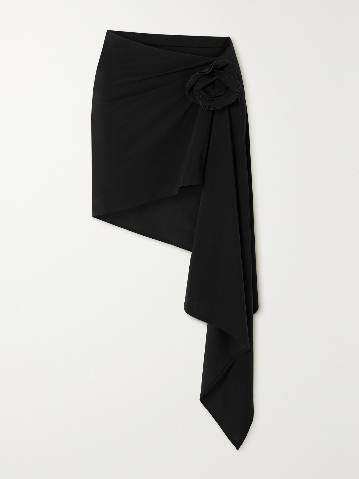 Magda Butrym - Asymmetric Appliquéd Stretch-jersey Mini Skirt - Black