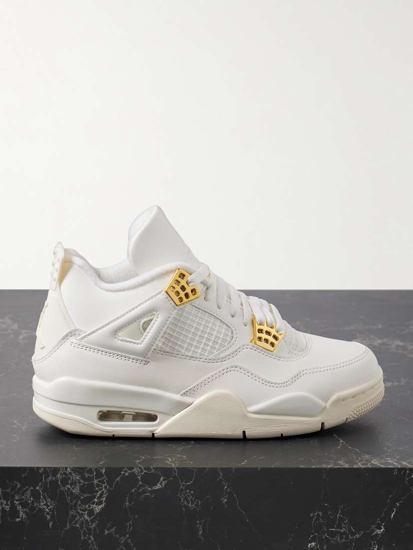 Nike Air Jordan 4 Retro Embellished Rubber-trimmed Leather High-top Sneakers