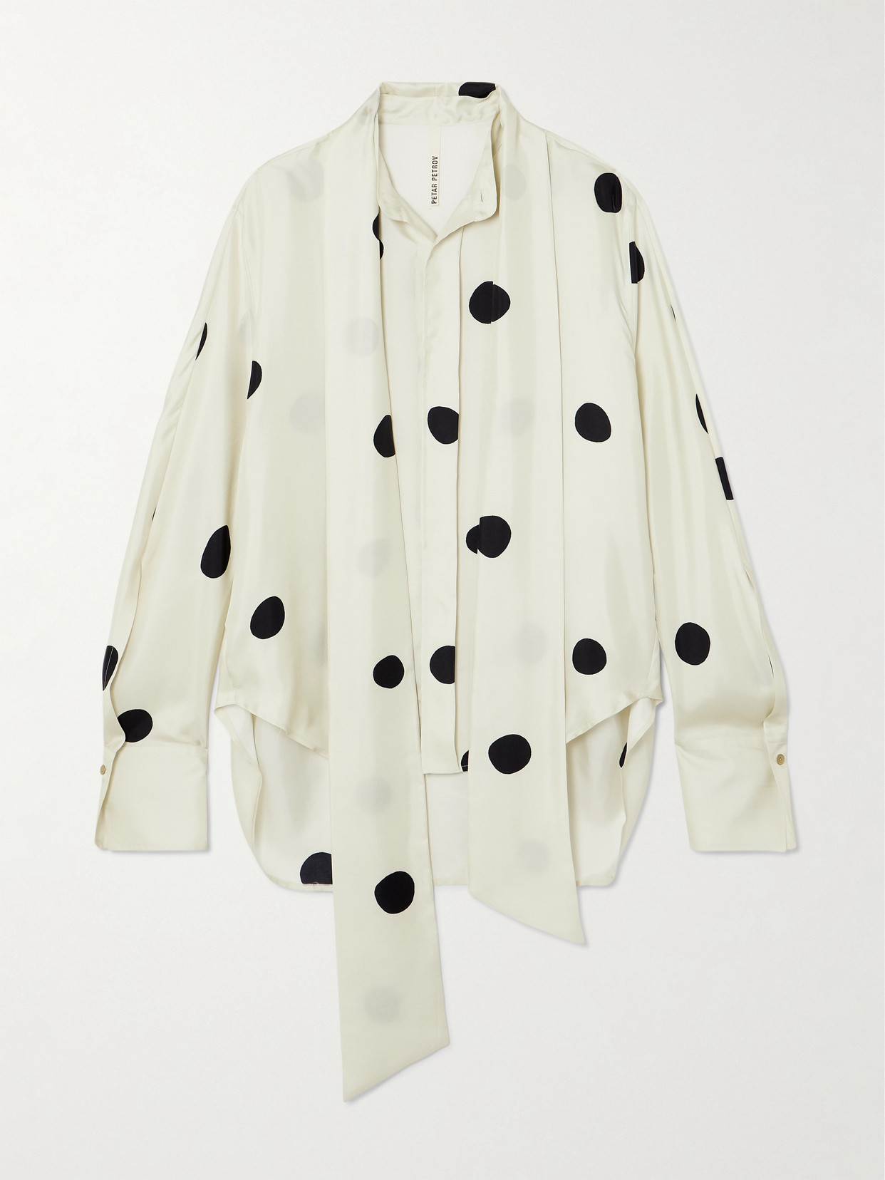 Petar Petrov Distraction Convertible Tie-neck Polka-dot Silk-twill Blouse In Ivory