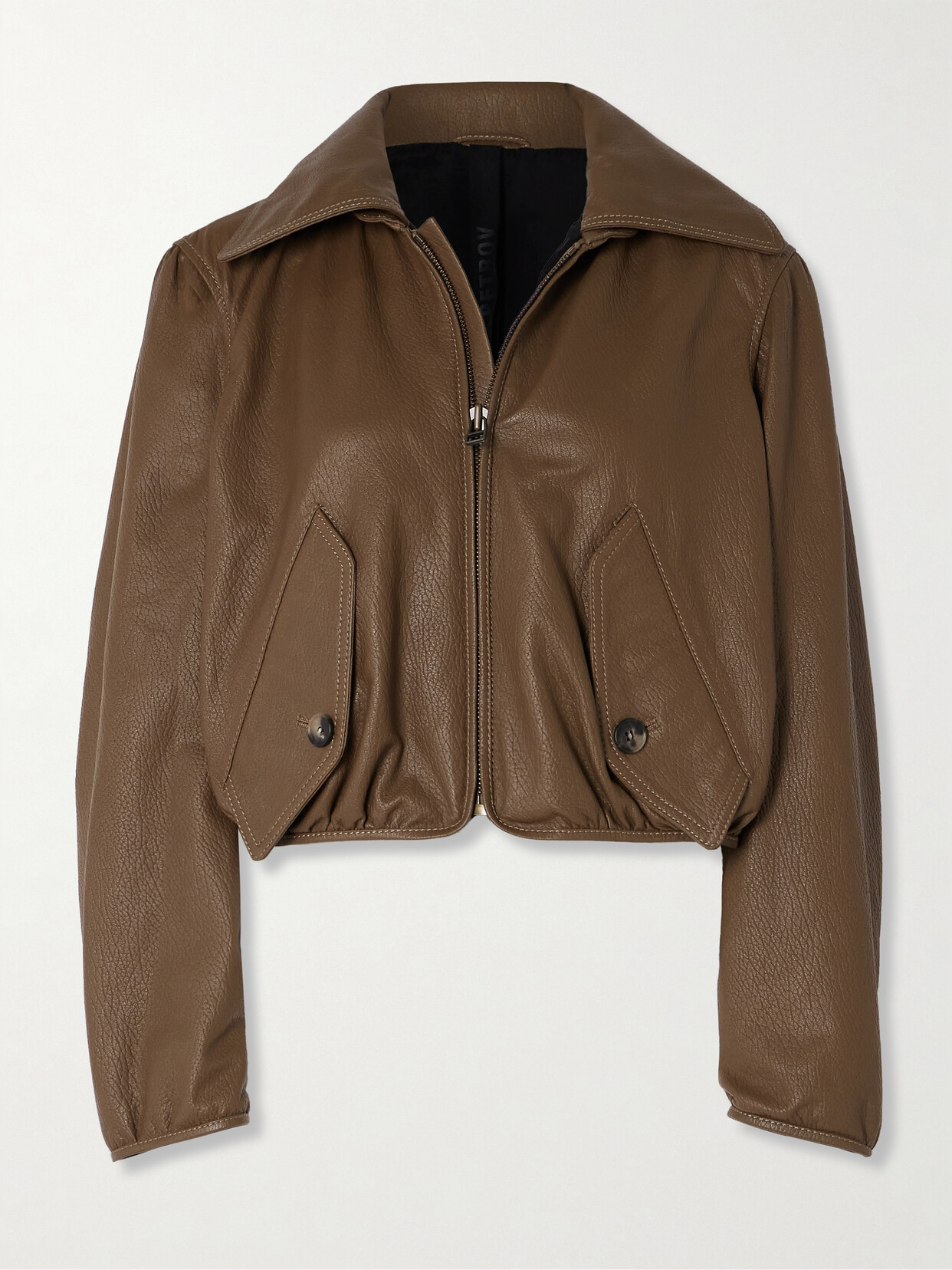 Petar Petrov Hero Cropped Leather Jacket In Brown